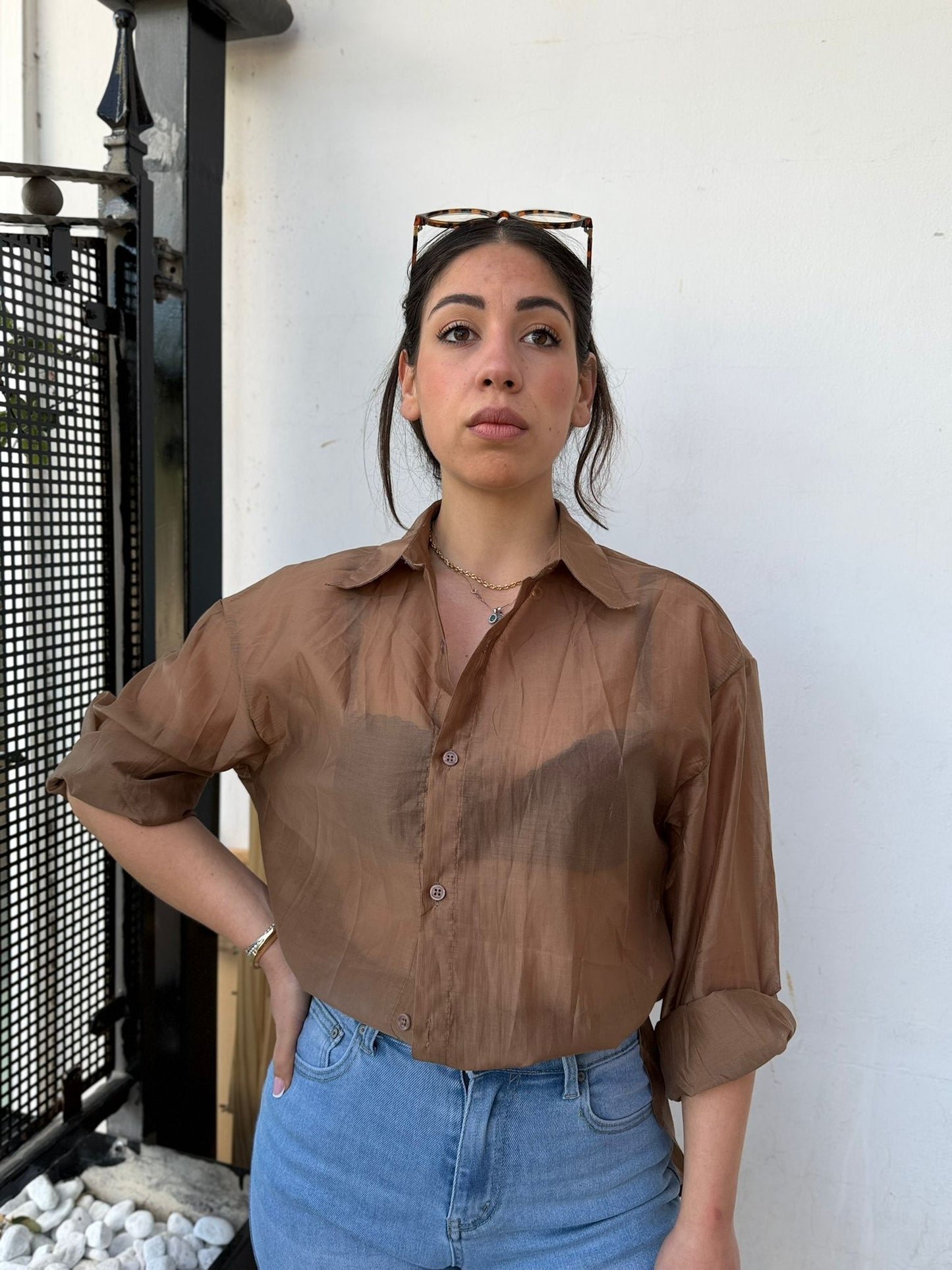 Camicia Donna in Mussola con Spacchi Laterali