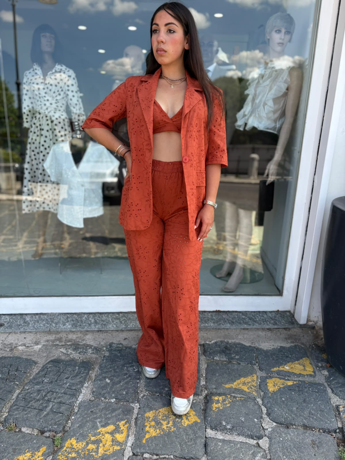 Completo Donna 3 Pezzi in Pizzo San Gallo
