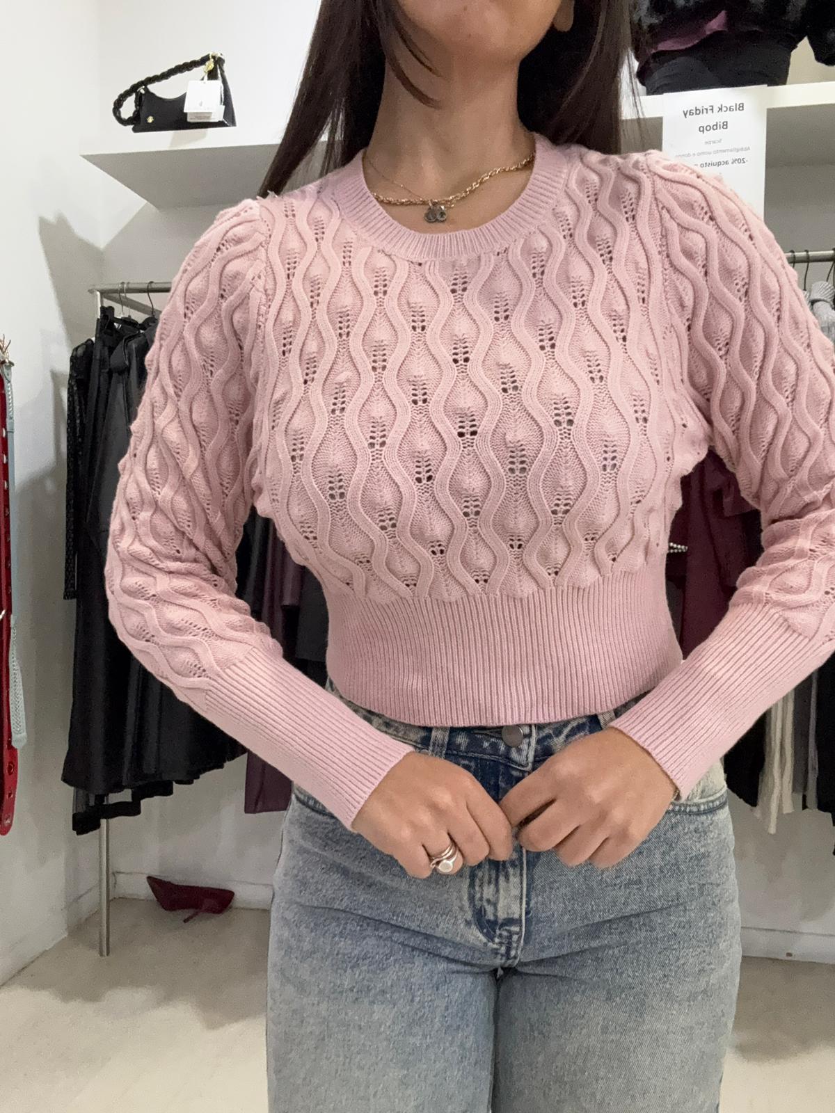 Maglia Crop a Trecce Elasticizzata