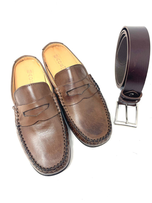 Sabot pinzato in vera pelle made in italy fondo cuoio cucito