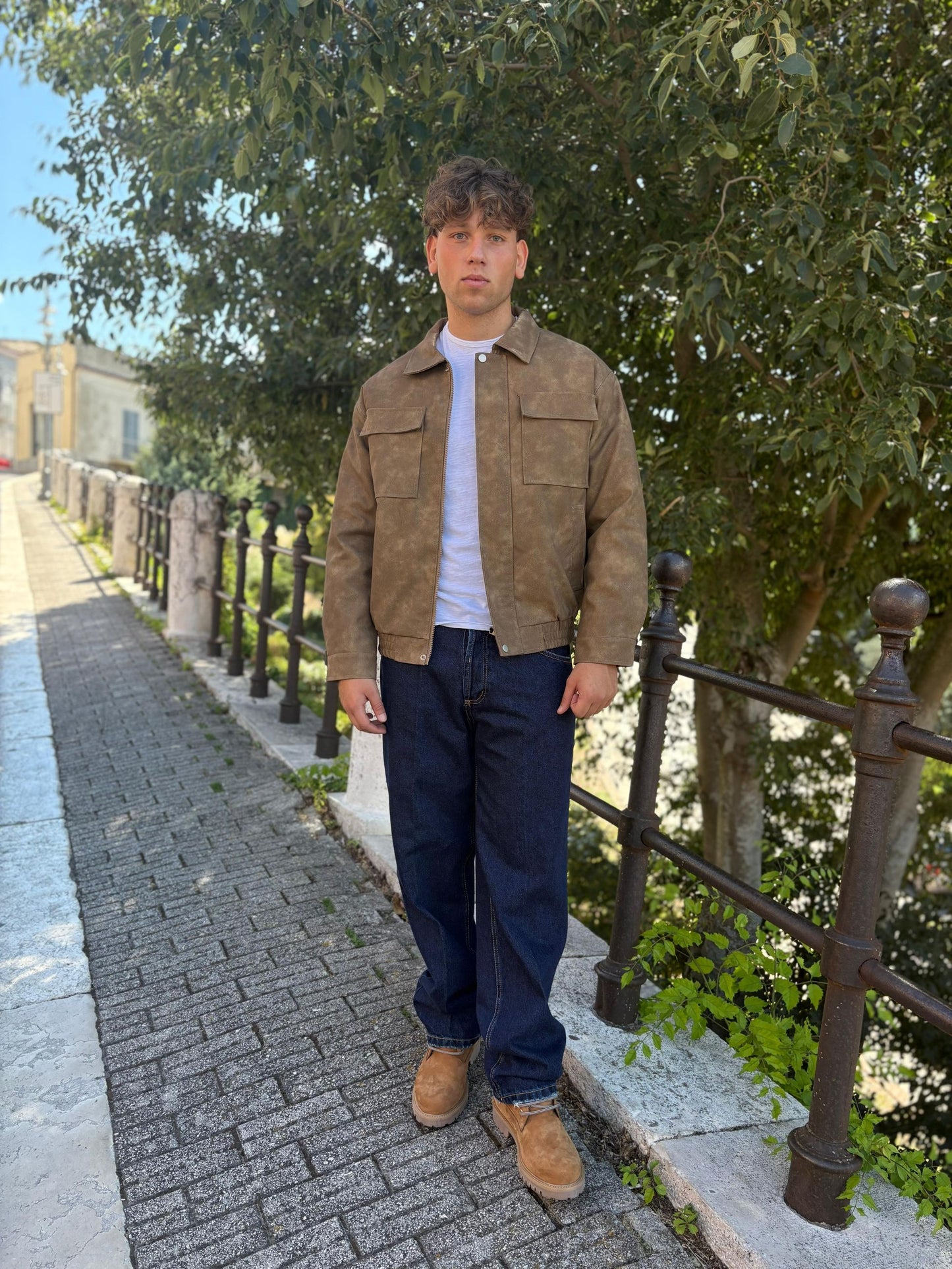 Giubbotto uomo eco pelle con tasconi