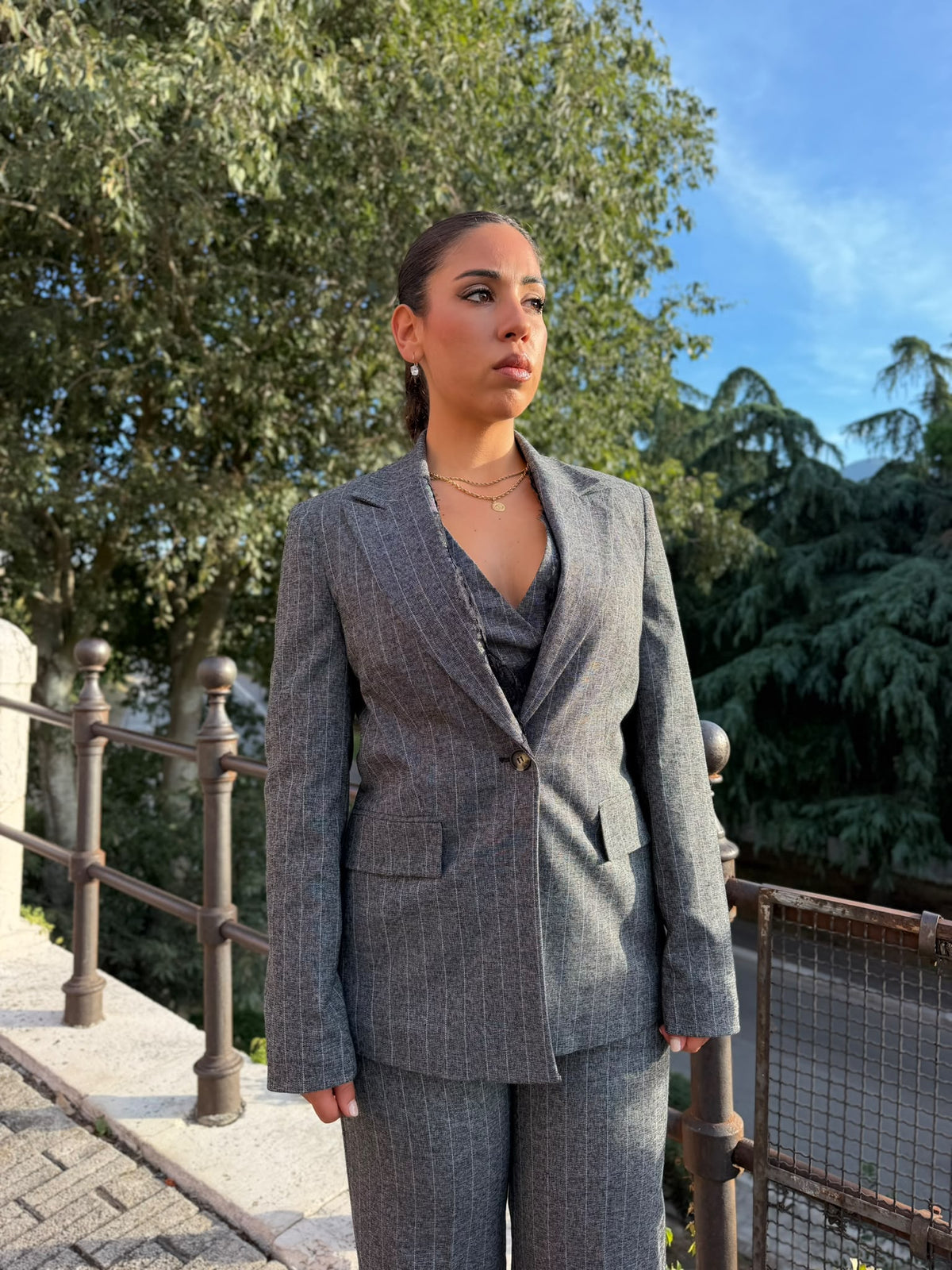Giacca Donna Gessata con Pizzo