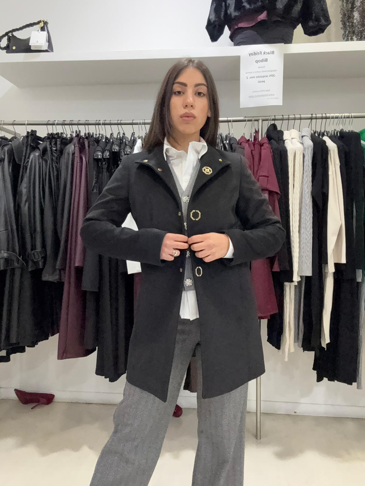 Cappottino donna coreana con bottoni oro