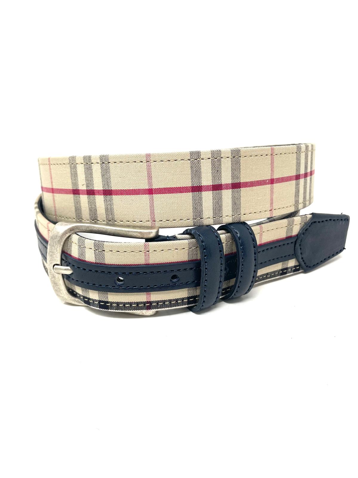 Cintura in Tessuto e Pelle a Quadri – Made in Italy