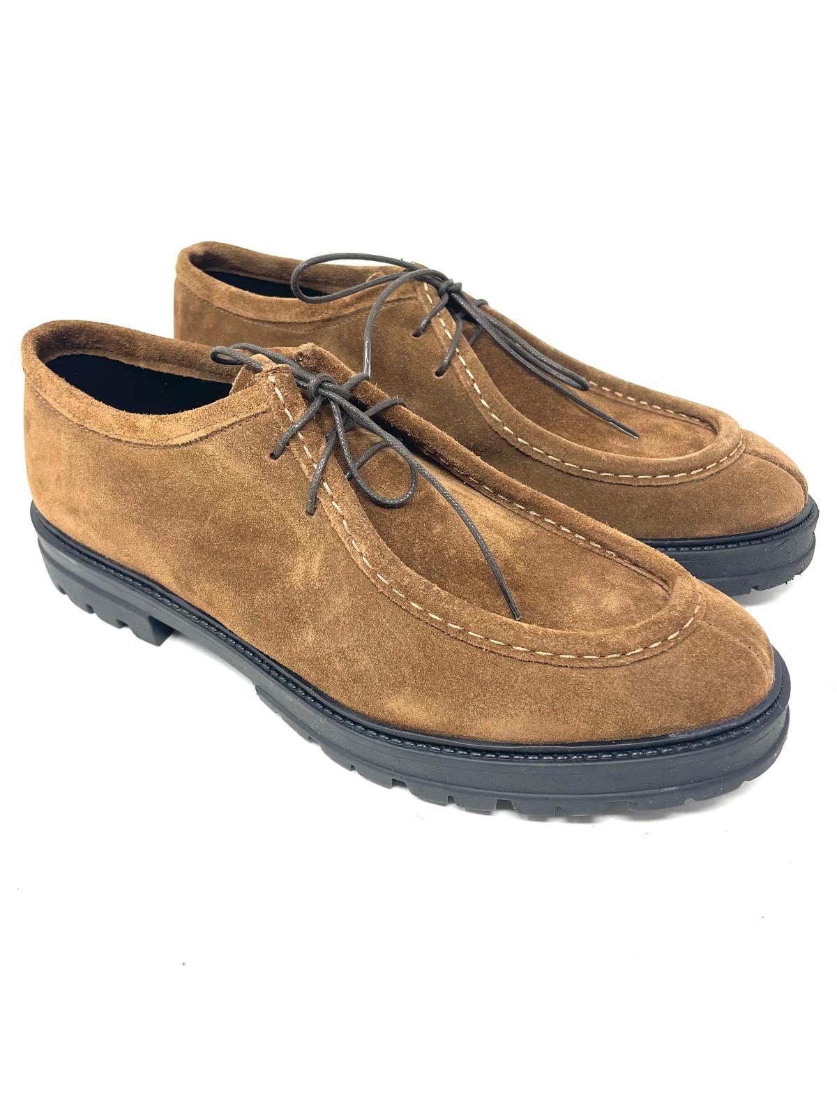 Scarpa modello ingegnere cucita a mano in vera pelle scamosciata  made in italy