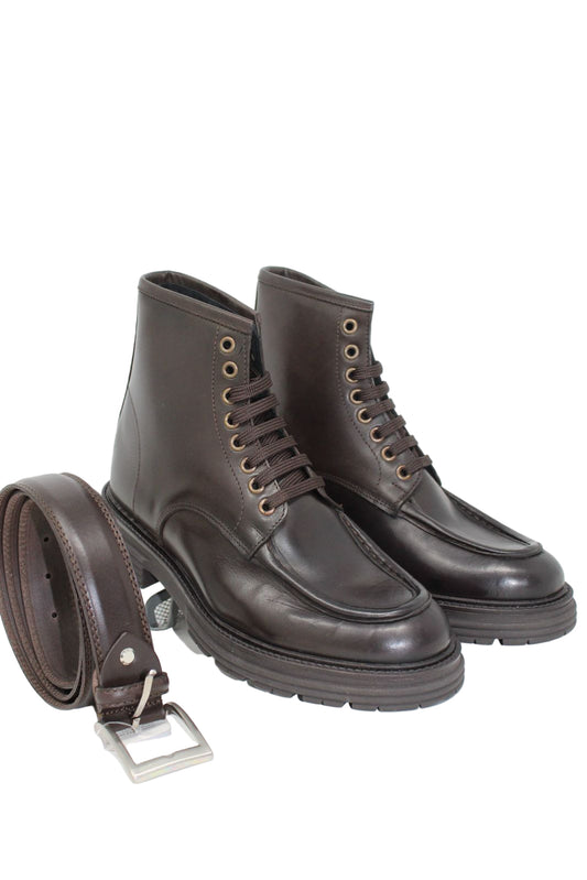 Stivaletto scarponcino vitello pelle spazzolata made in Italy fondo vibram