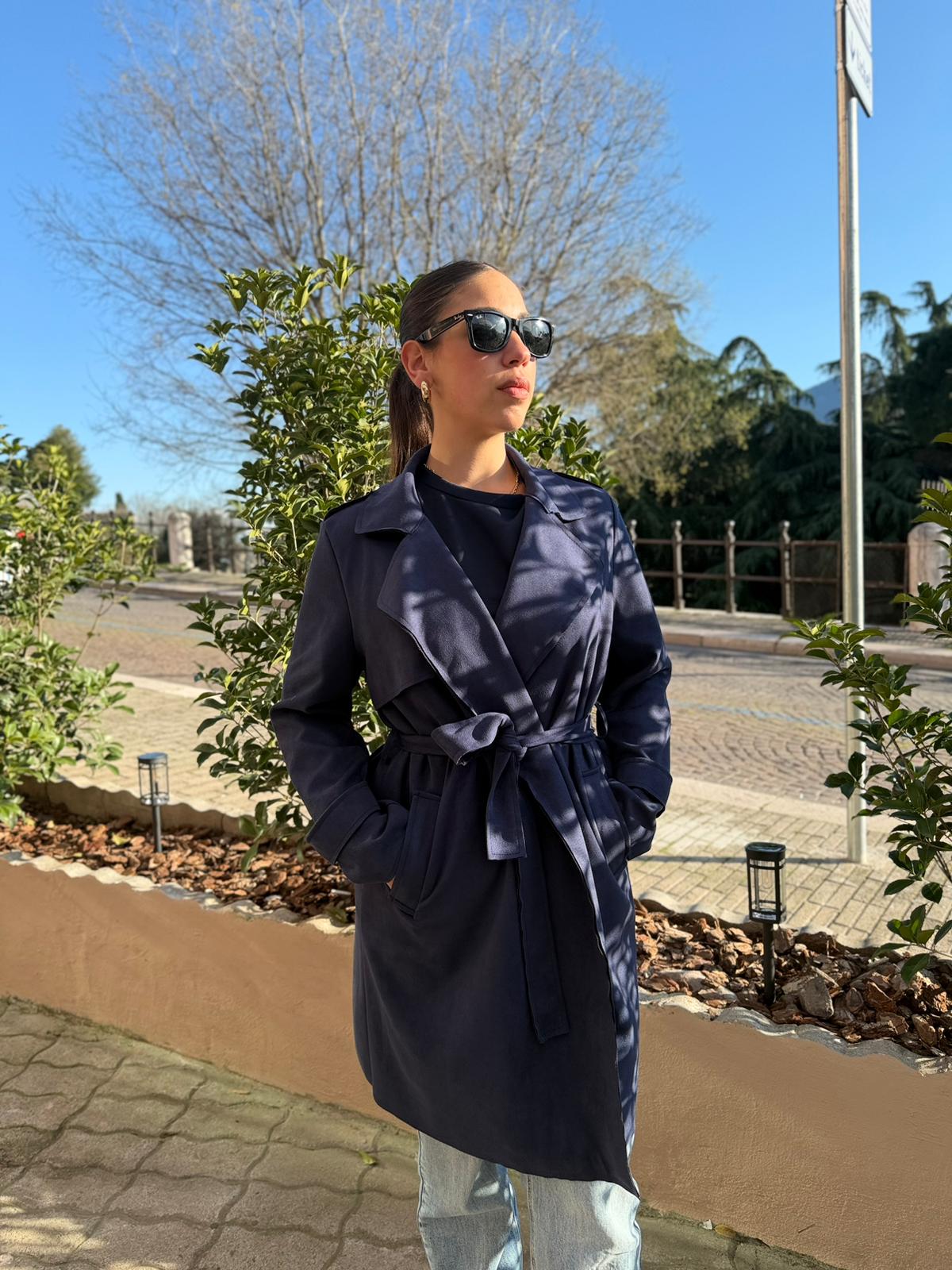 Trench Donna in Eco Camoscio con cintura a vestaglia