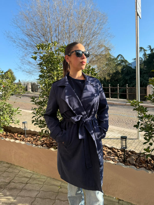 Trench Donna in Eco Camoscio con cintura a vestaglia