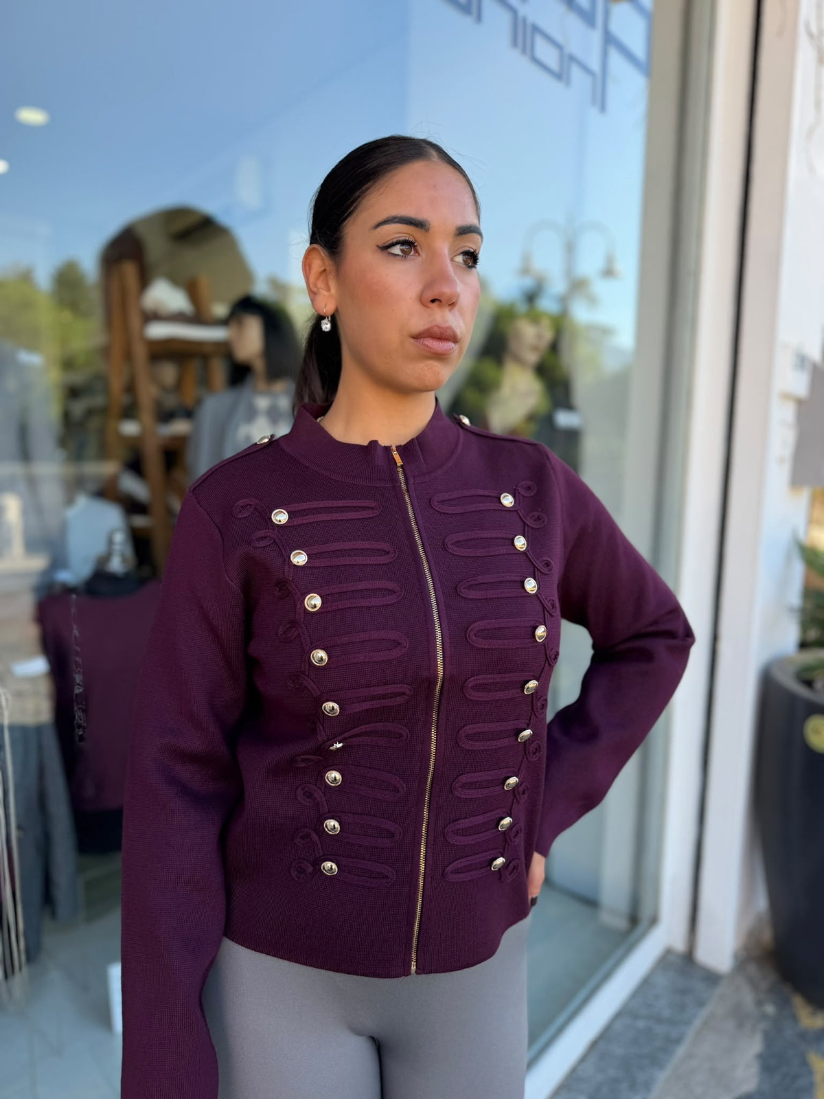 MAGLIA DONNA STILE NAPOLEON CON BOTTONI ORO