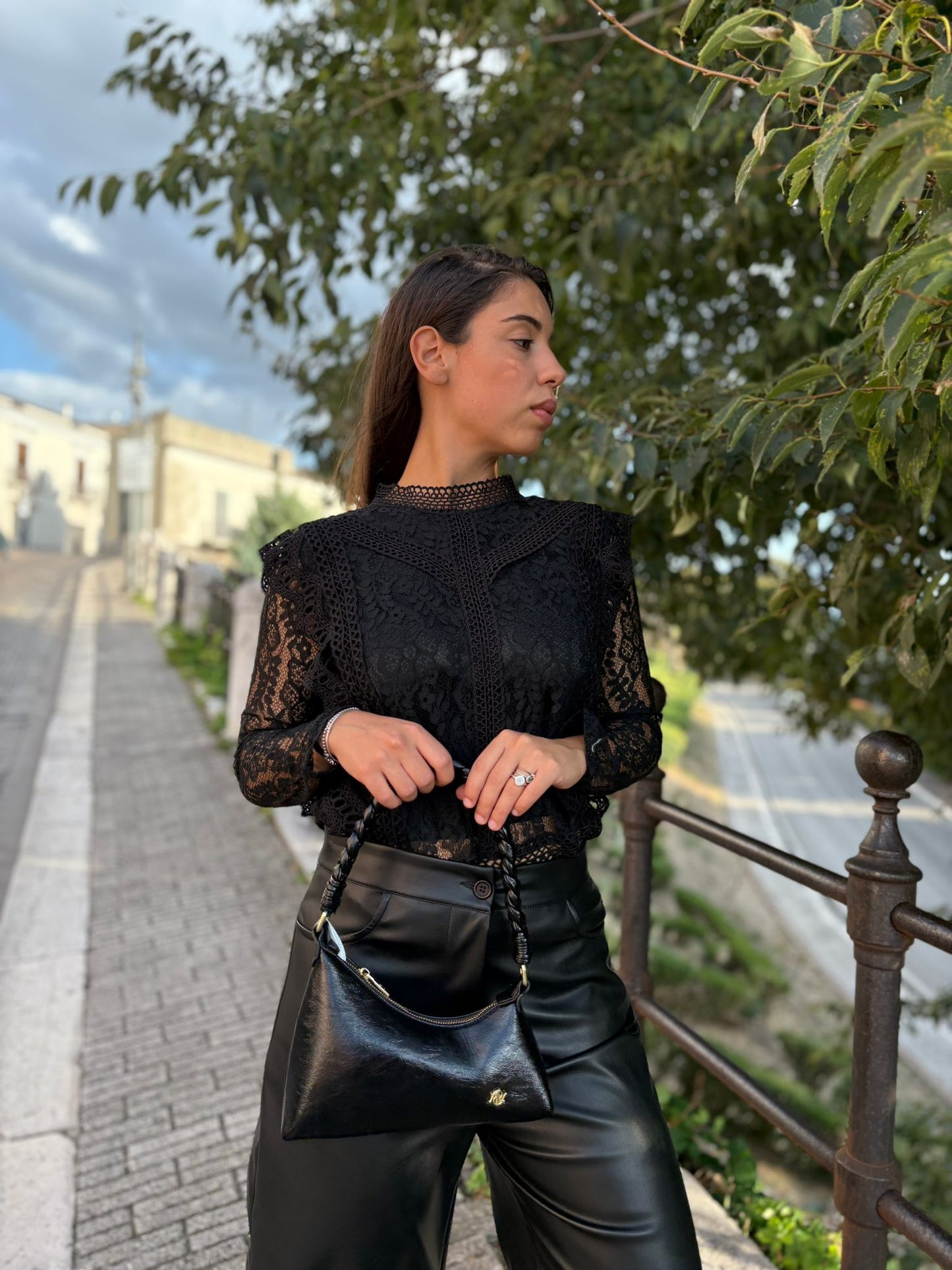 Camicia pizzo con rouge donna