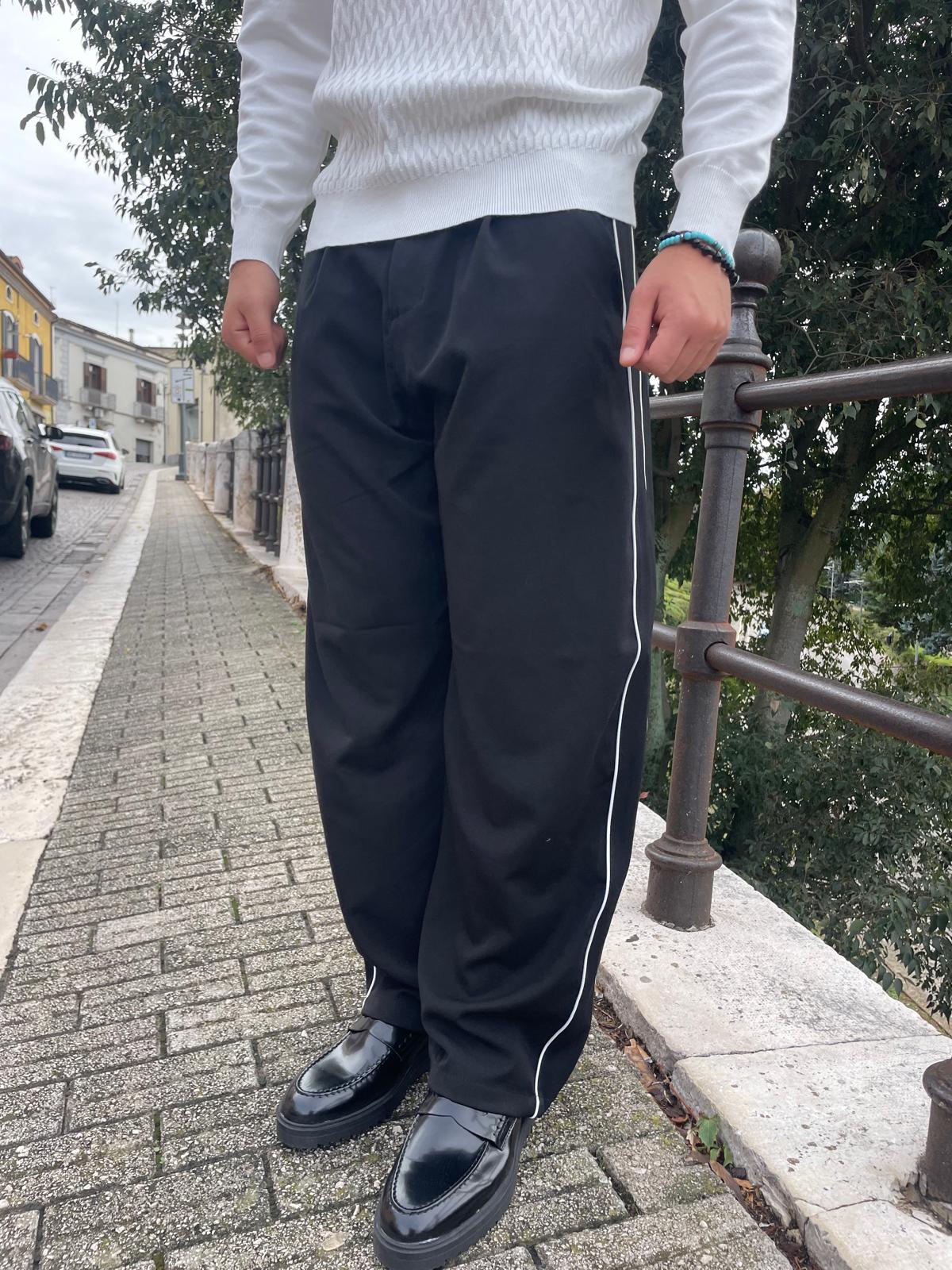 PANTALONE UOMO BAGGY CON RIGHE LATERALI
