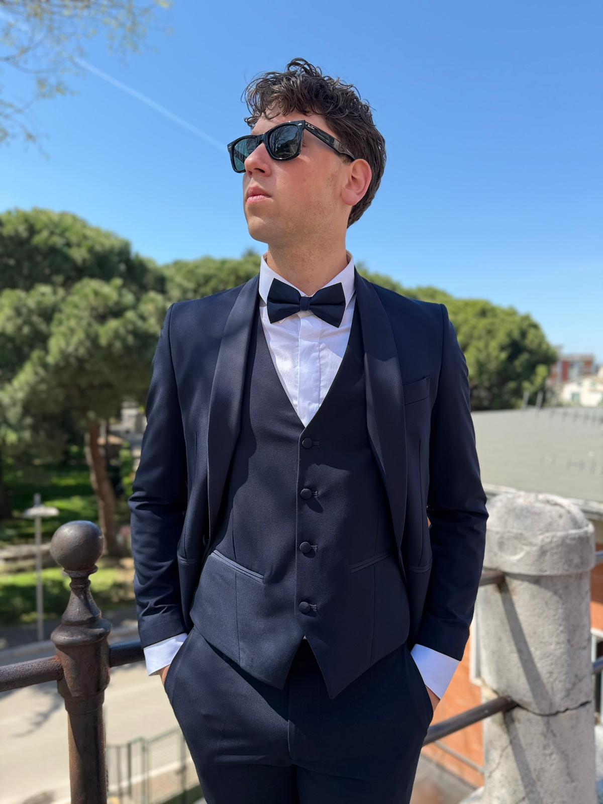 Abito Uomo Smoking con Gilet Modello Monet – 3 Pezzi S17 Milano Slim Fit