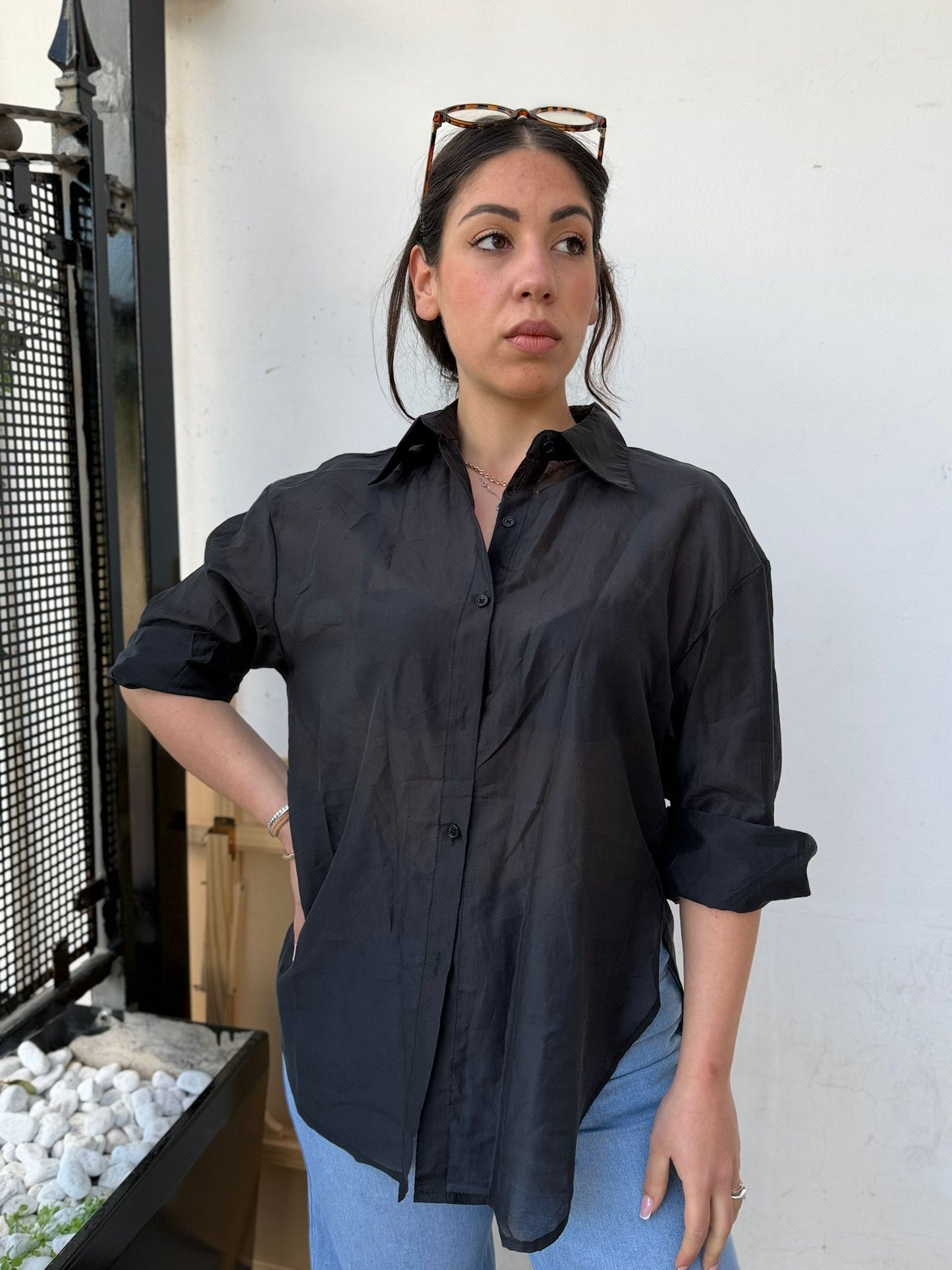 Camicia Donna in Mussola con Spacchi Laterali