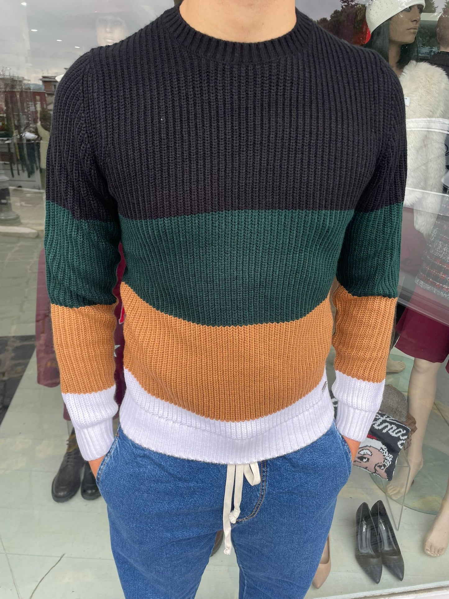 Maglia girocollo a righe