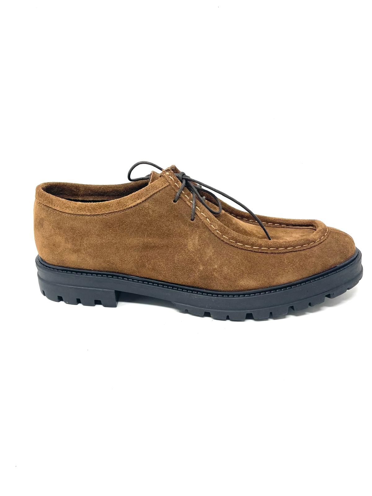 Scarpa modello ingegnere cucita a mano in vera pelle scamosciata  made in italy