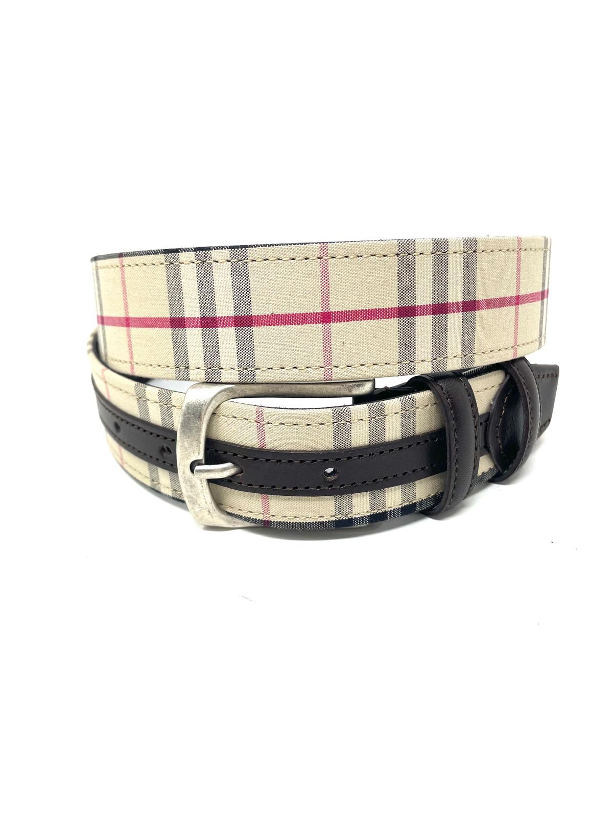 Cintura in Tessuto e Pelle a Quadri – Made in Italy