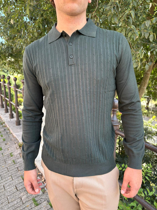 Polo con trecce manica lunga