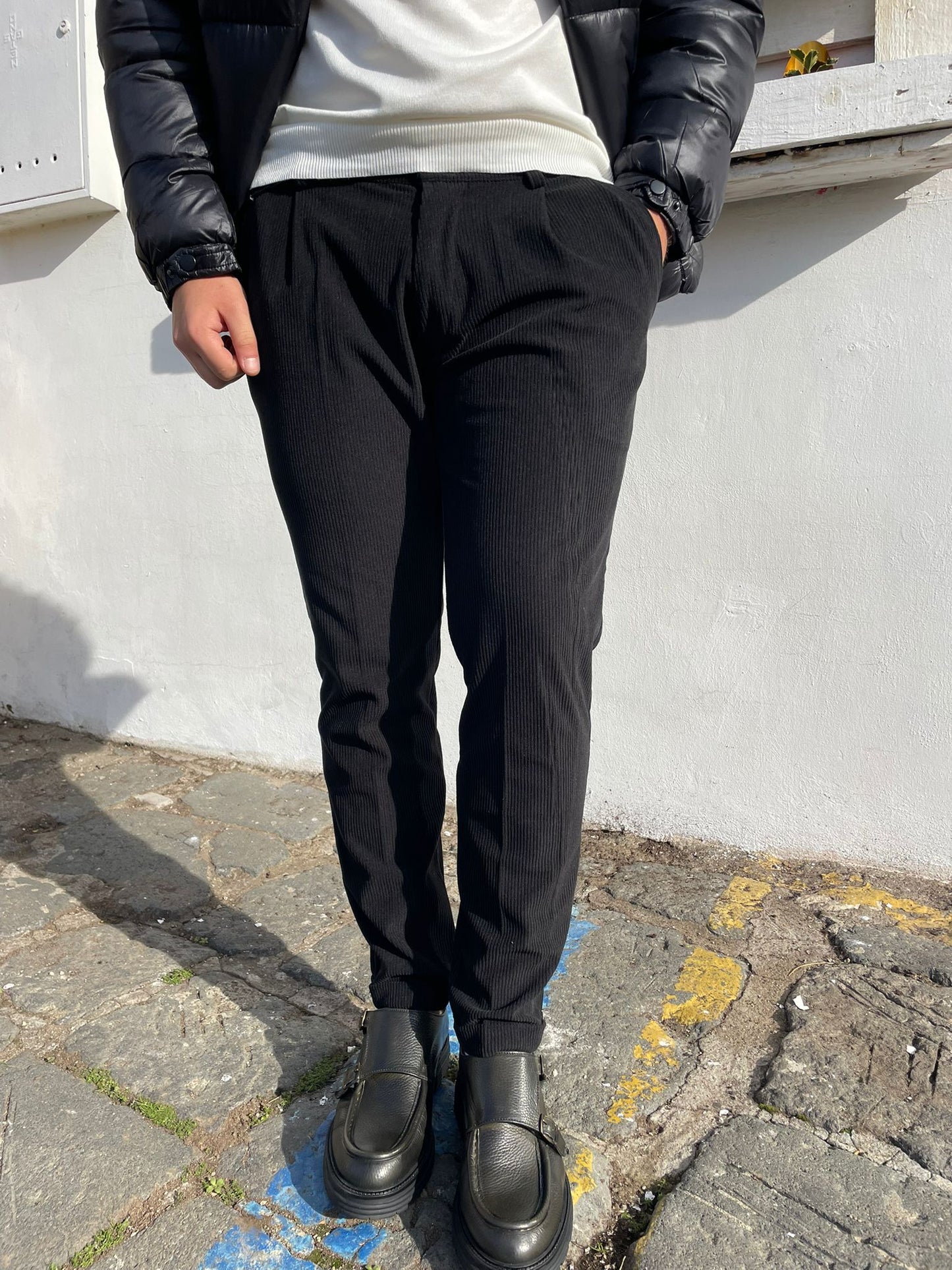 Pantalone Uomo Capri in Velluto Rigato con Pince