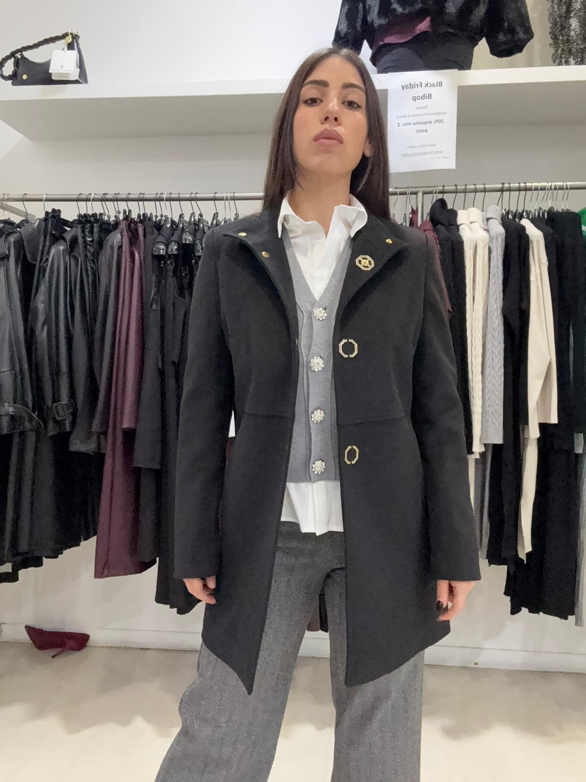 Cappottino donna coreana con bottoni oro