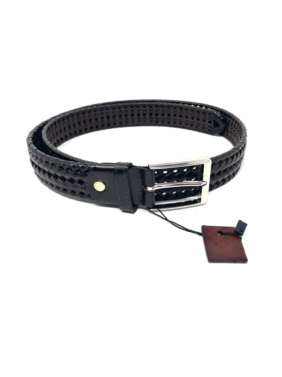 Cintura Uomo in Pelle Intrecciata Made in Italy