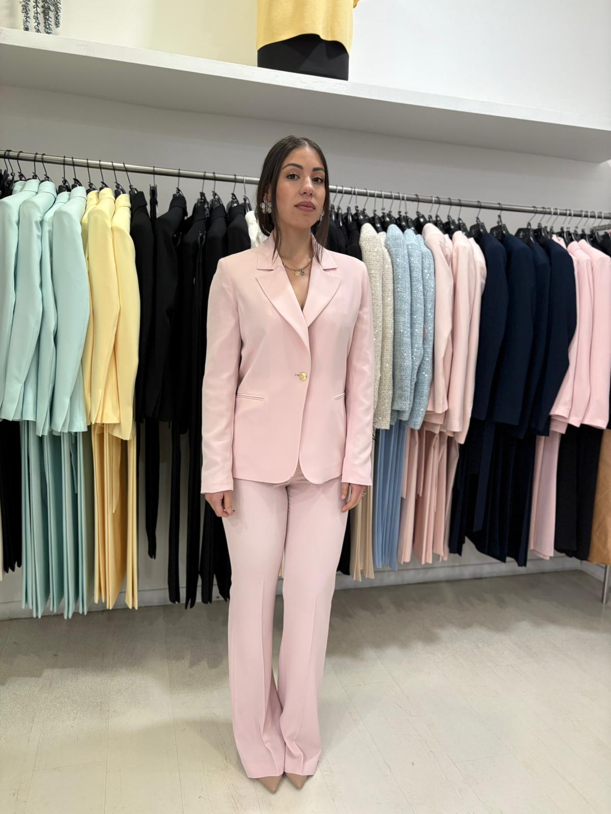 Completo Donna Giacca 1 Bottone e Pantalone Trombetta – Tessuto Kady