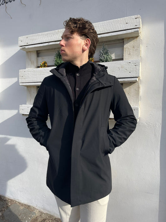 Giaccone giubbotto lungo tessuto tecnico