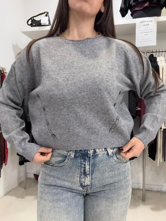 Maglia Crop con Bottoncini