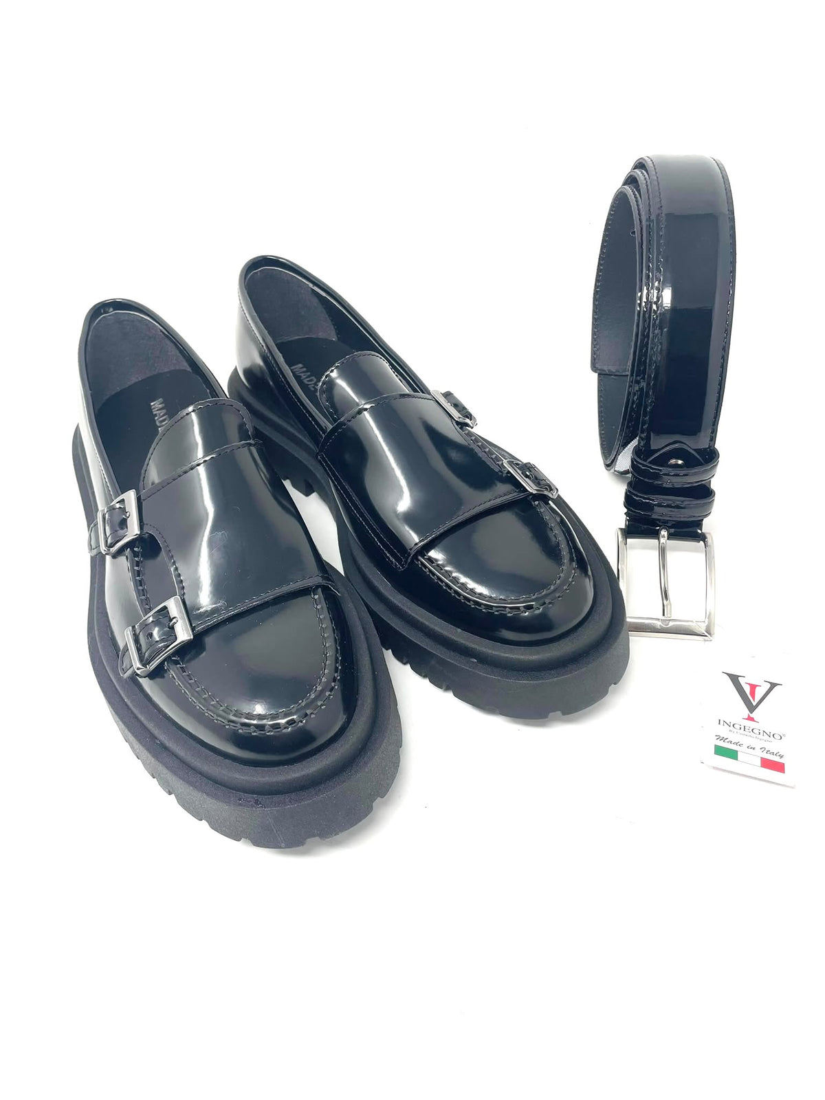 Mocassino rocciatore doppia fibbia fondo alto  in vera pelle made in italy