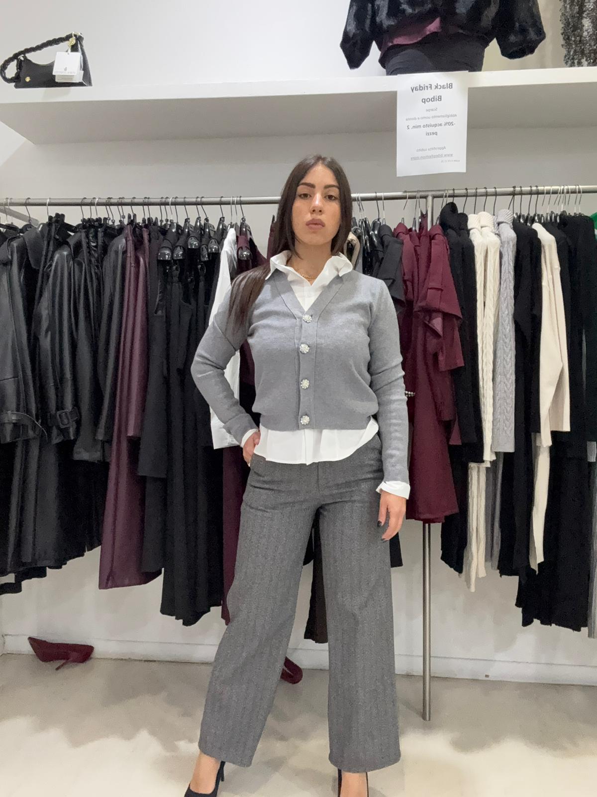 Pantalone baggy spigato in tessuto caldo