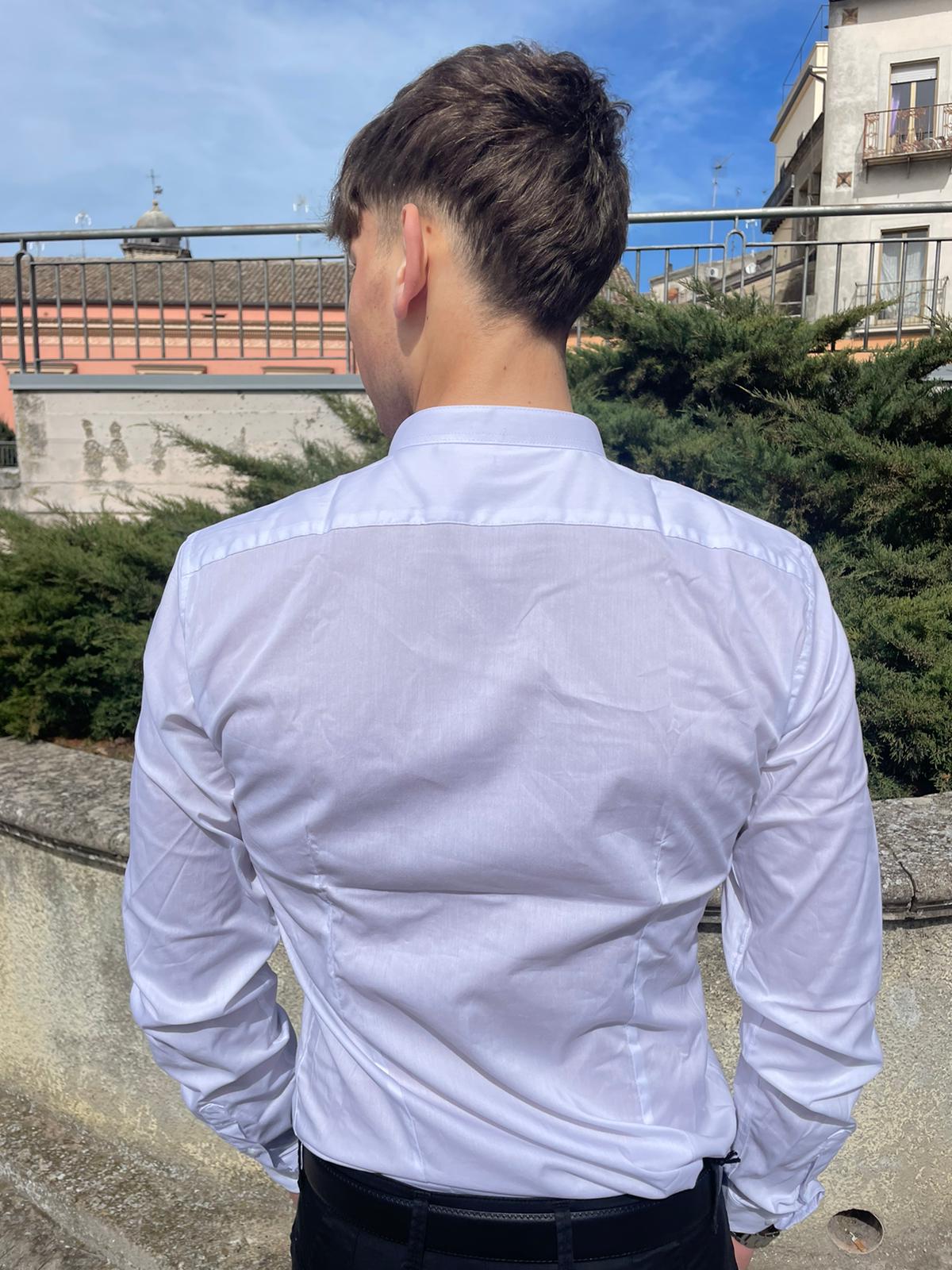 Camicia coreana uomo cot. elasticizzato