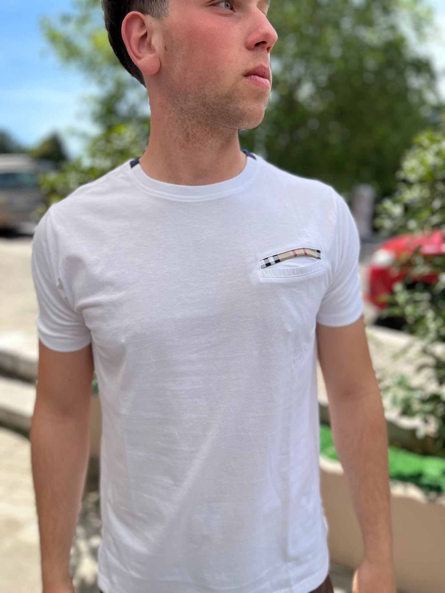 T-Shirt con Taschino a Quadretti Barberry – Uomo