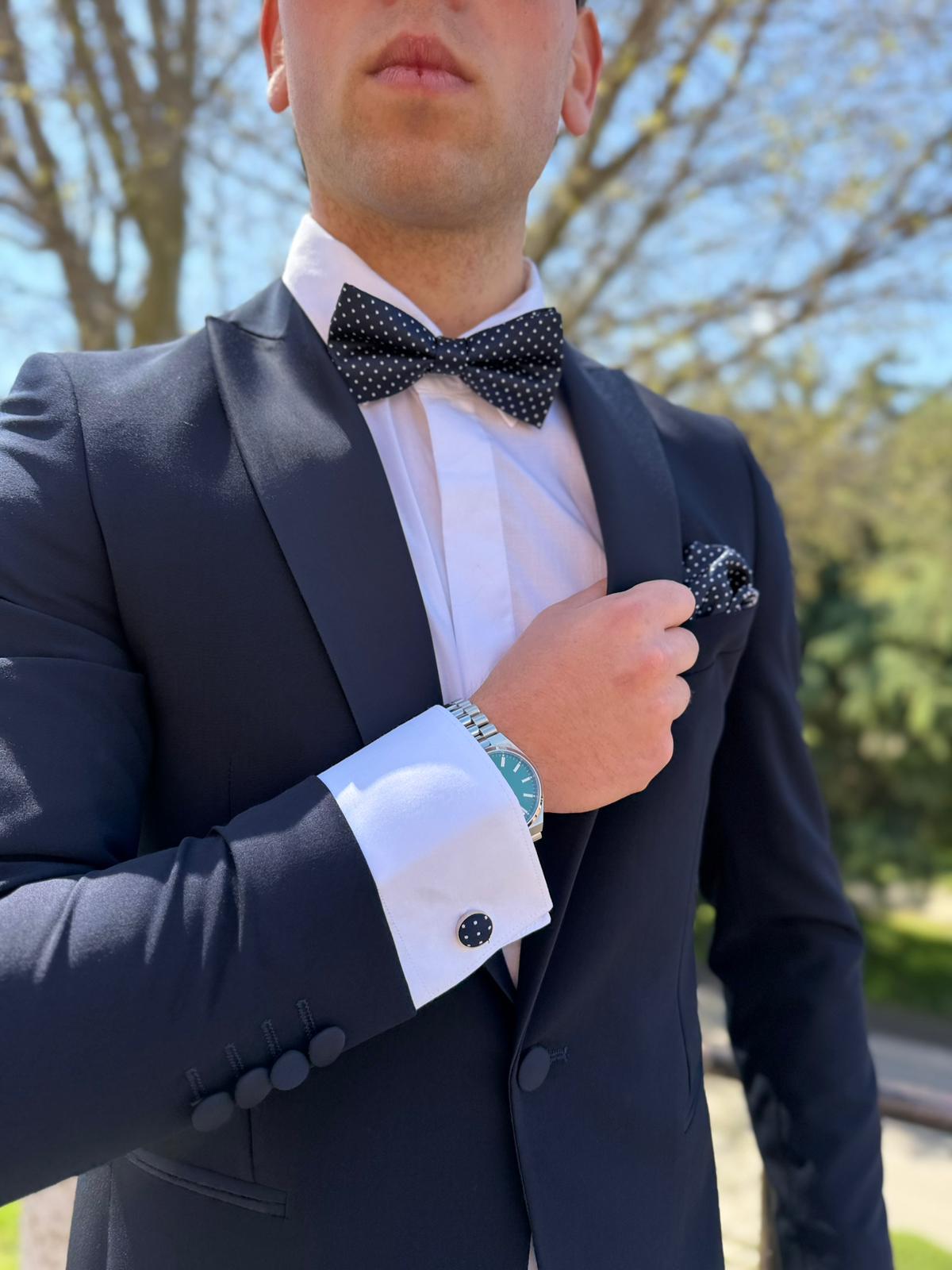Abito Uomo con Revers a Lancia in Raso – Modello Monet S17 Milano Slim Fit