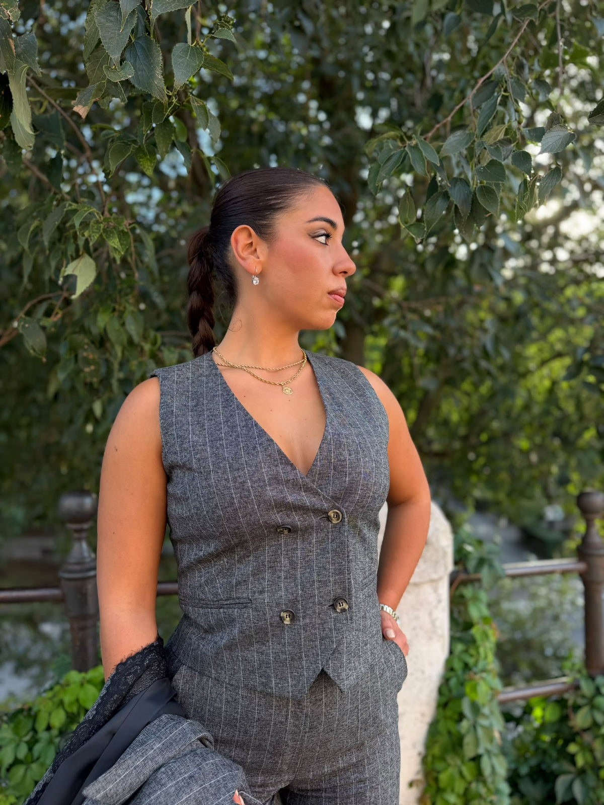Gilet Donna Doppiopetto Gessato