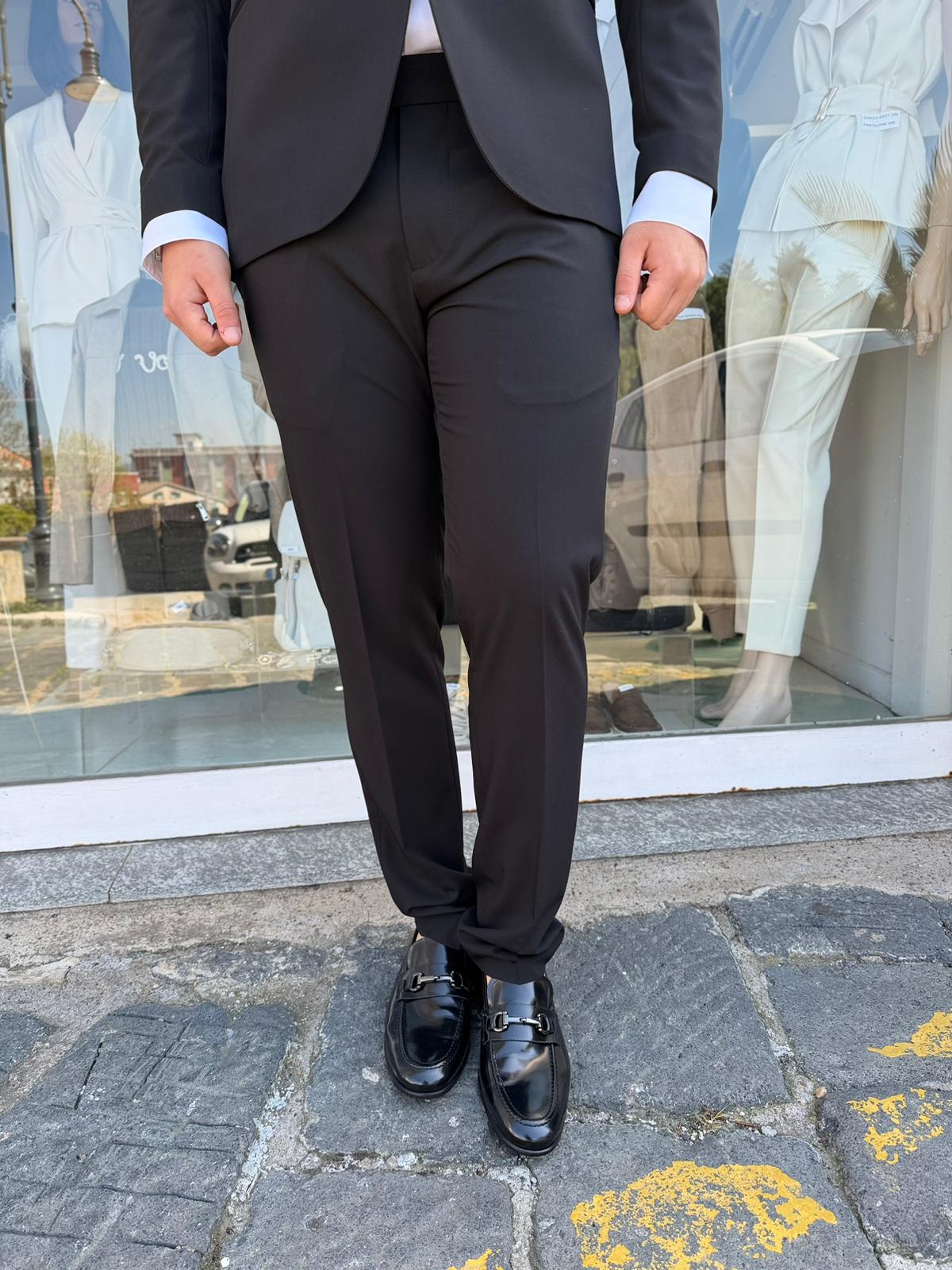 Abito Uomo con Revers a Lancia in Raso – Modello Monet S17 Milano Slim Fit