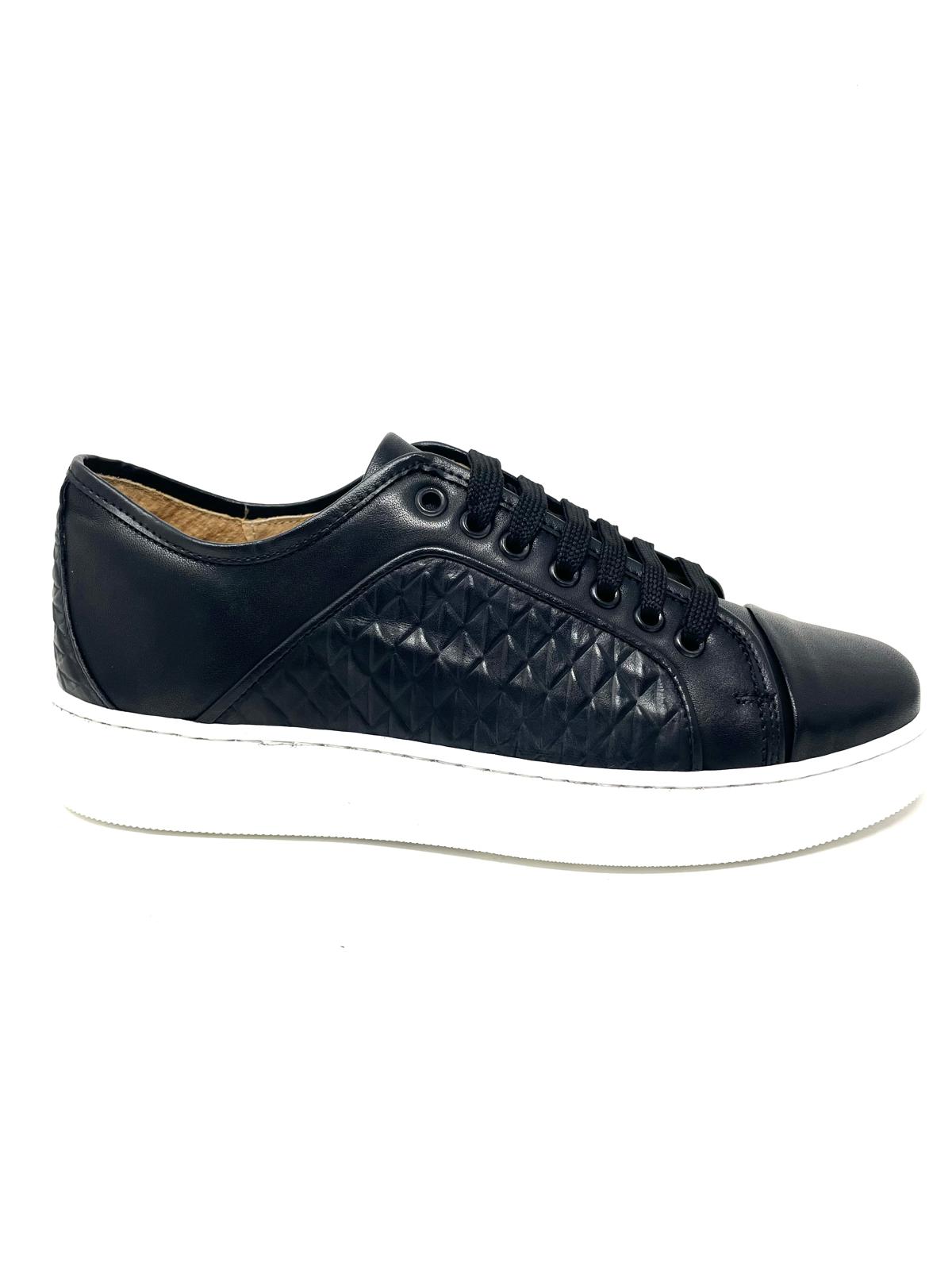 Sneakers in Vera Pelle con Stampa a Rombi