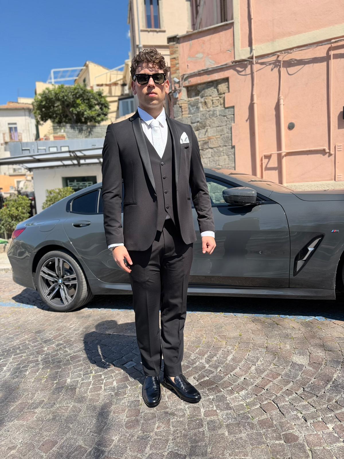 Abito Uomo Smoking con Gilet Modello Monet – 3 Pezzi S17 Milano Slim Fit