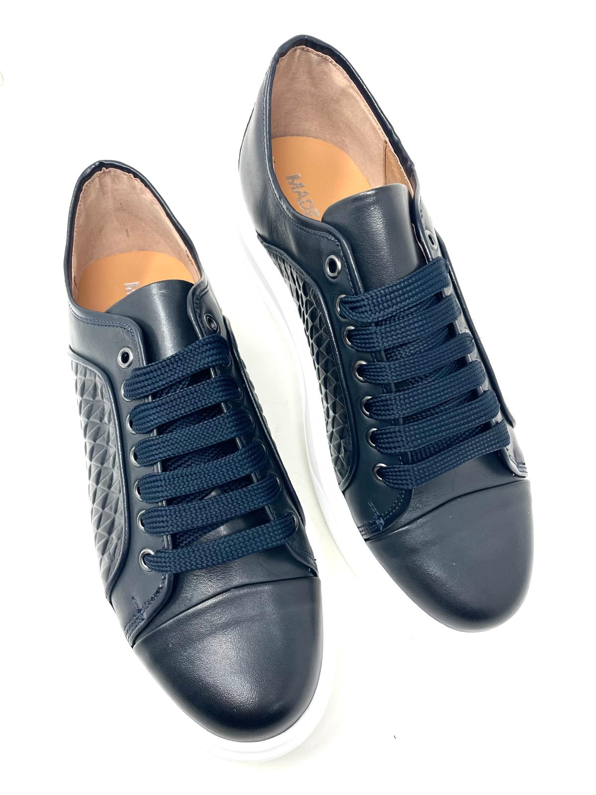 Sneakers in Vera Pelle con Stampa a Rombi