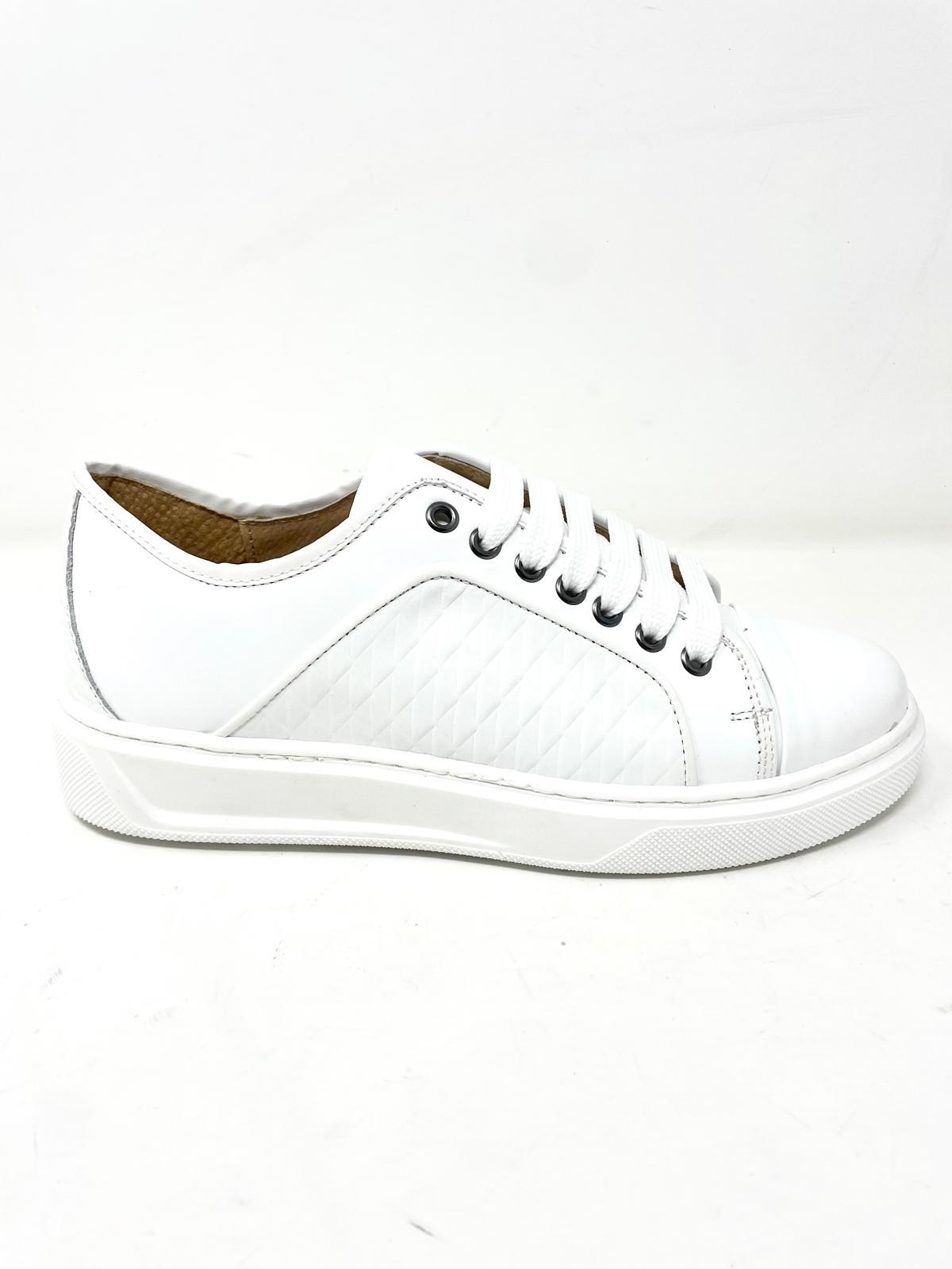 Sneakers in Vera Pelle con Stampa a Rombi