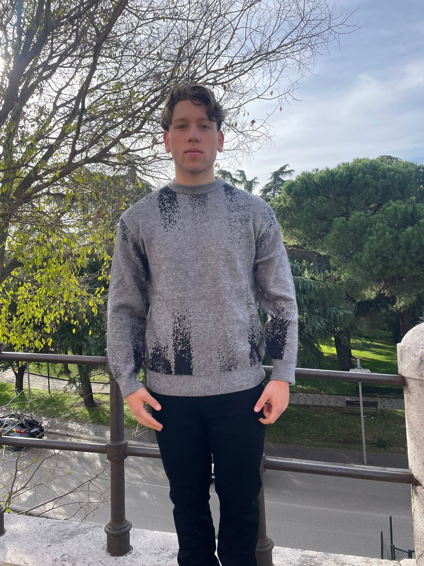 maglione girocollo fantasia