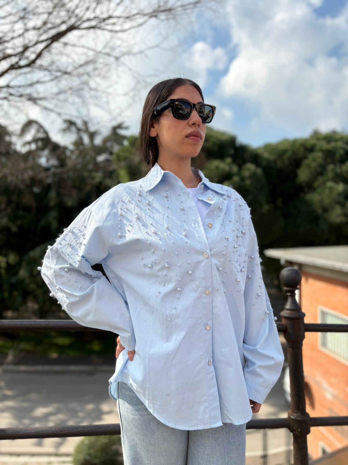 camicia perle e strass