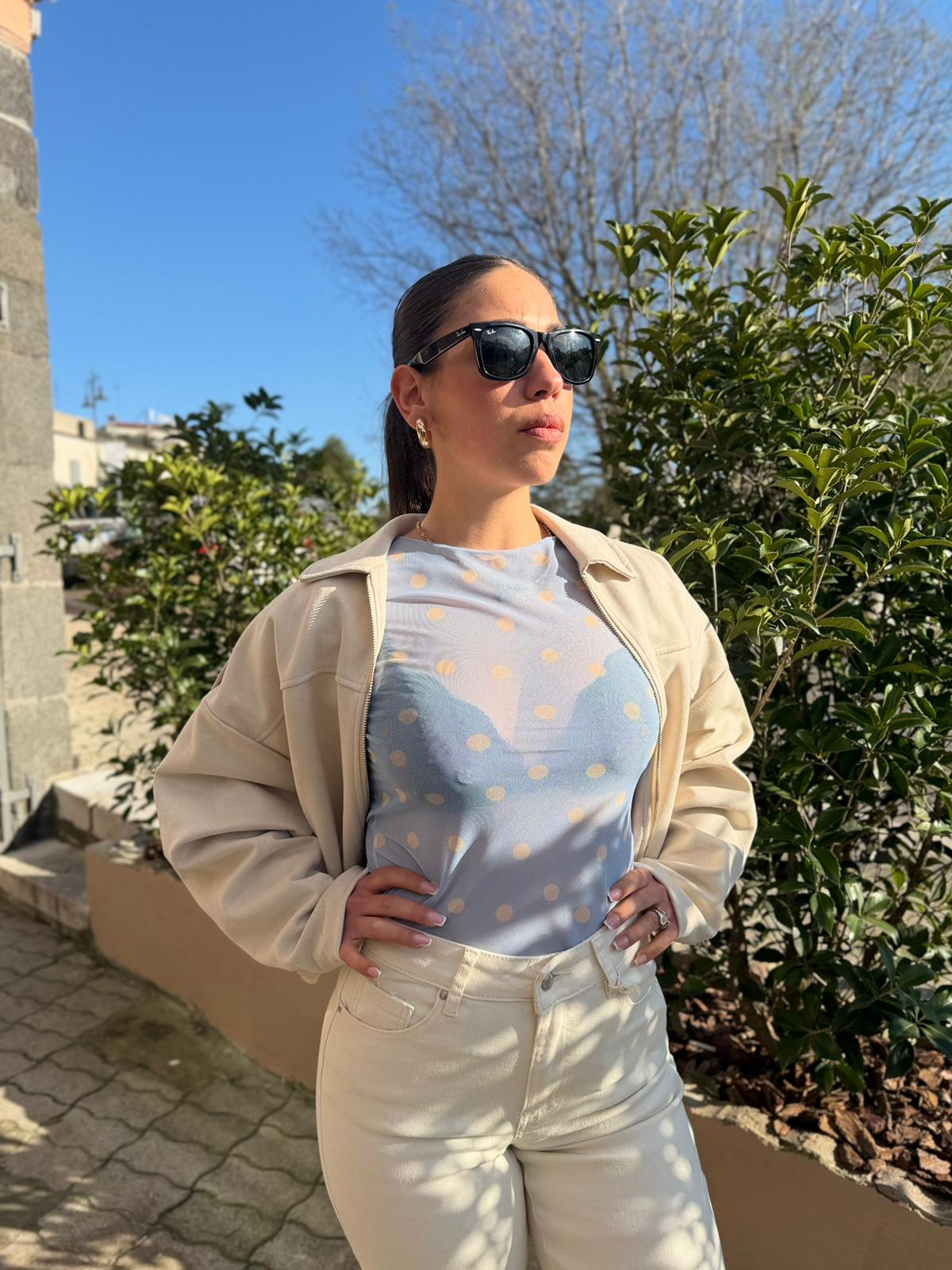 Maglia in Tulle a Pois – Donna (Da Indossare Sotto Giacca)