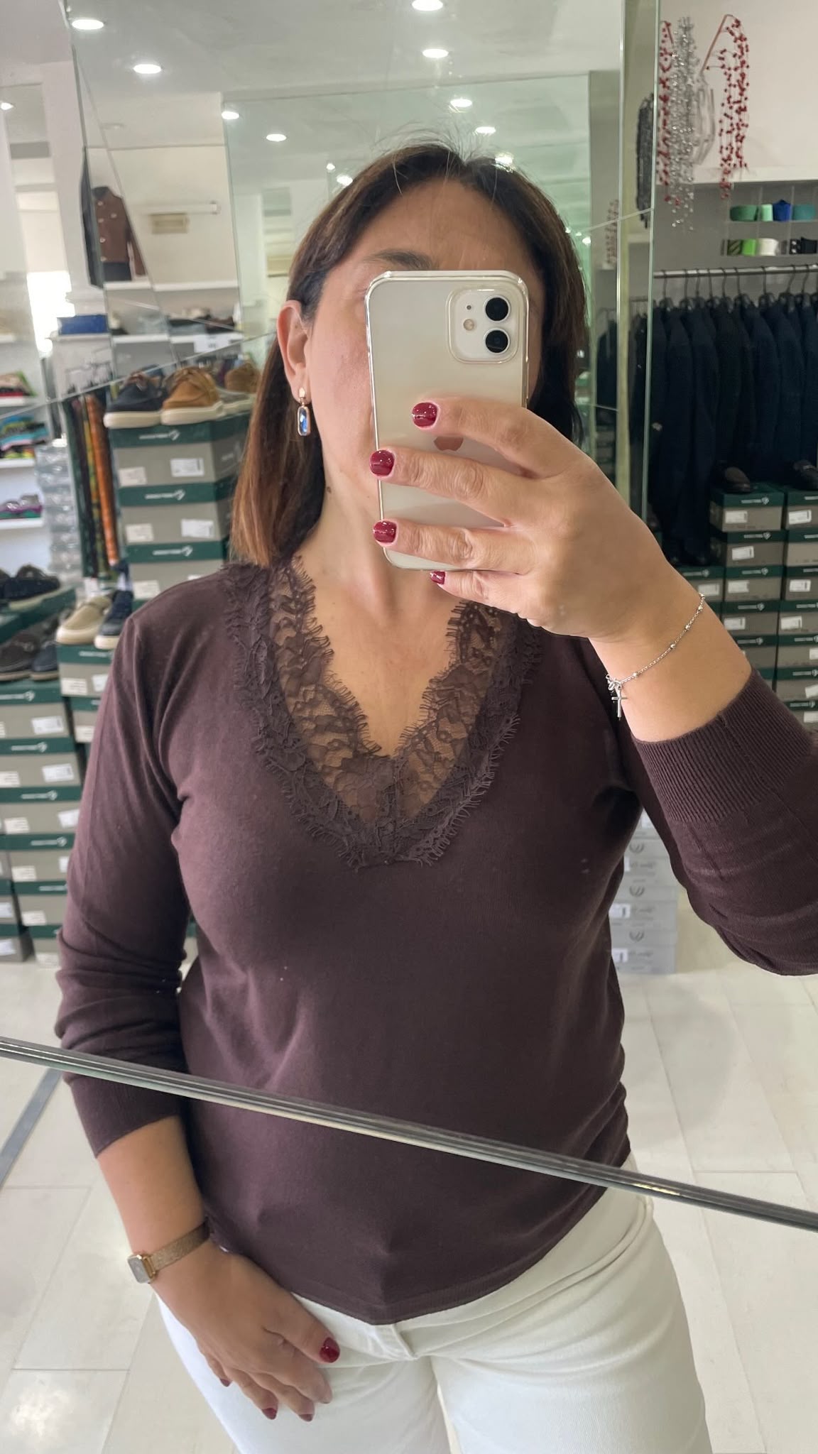 MAGLIA DONNA CON PIZZO SCOLLO A V