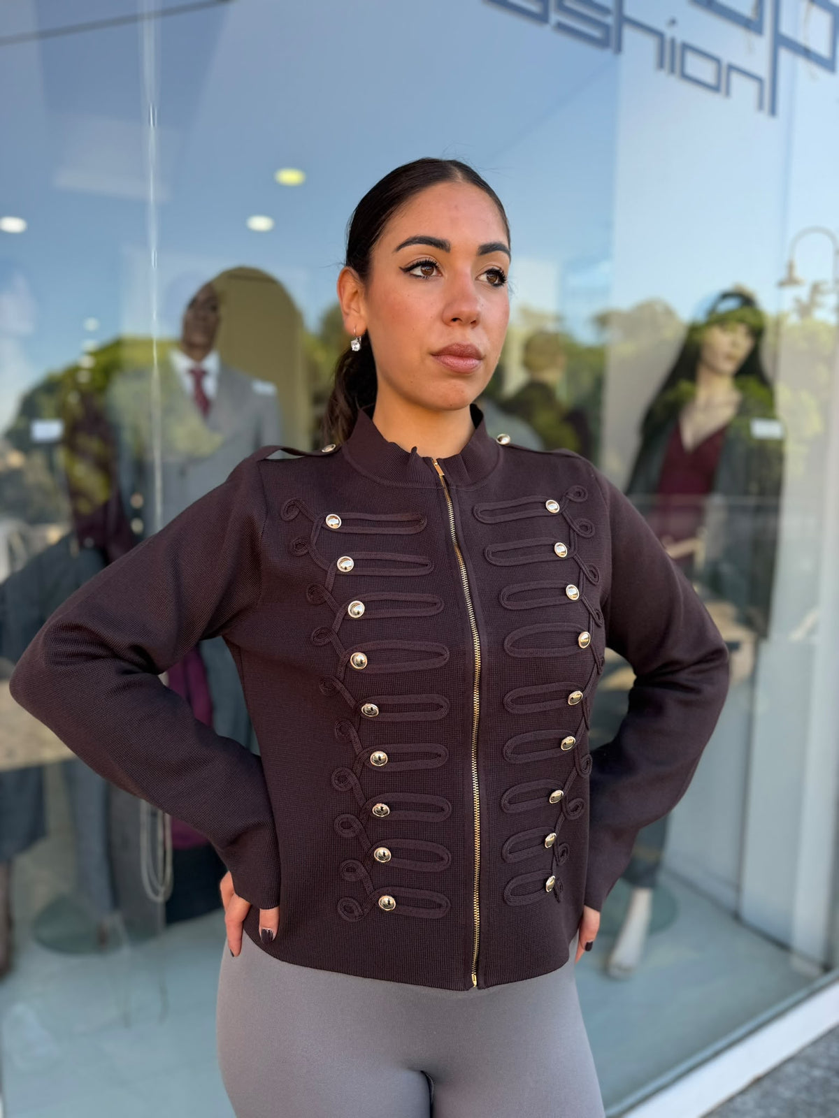MAGLIA DONNA STILE NAPOLEON CON BOTTONI ORO