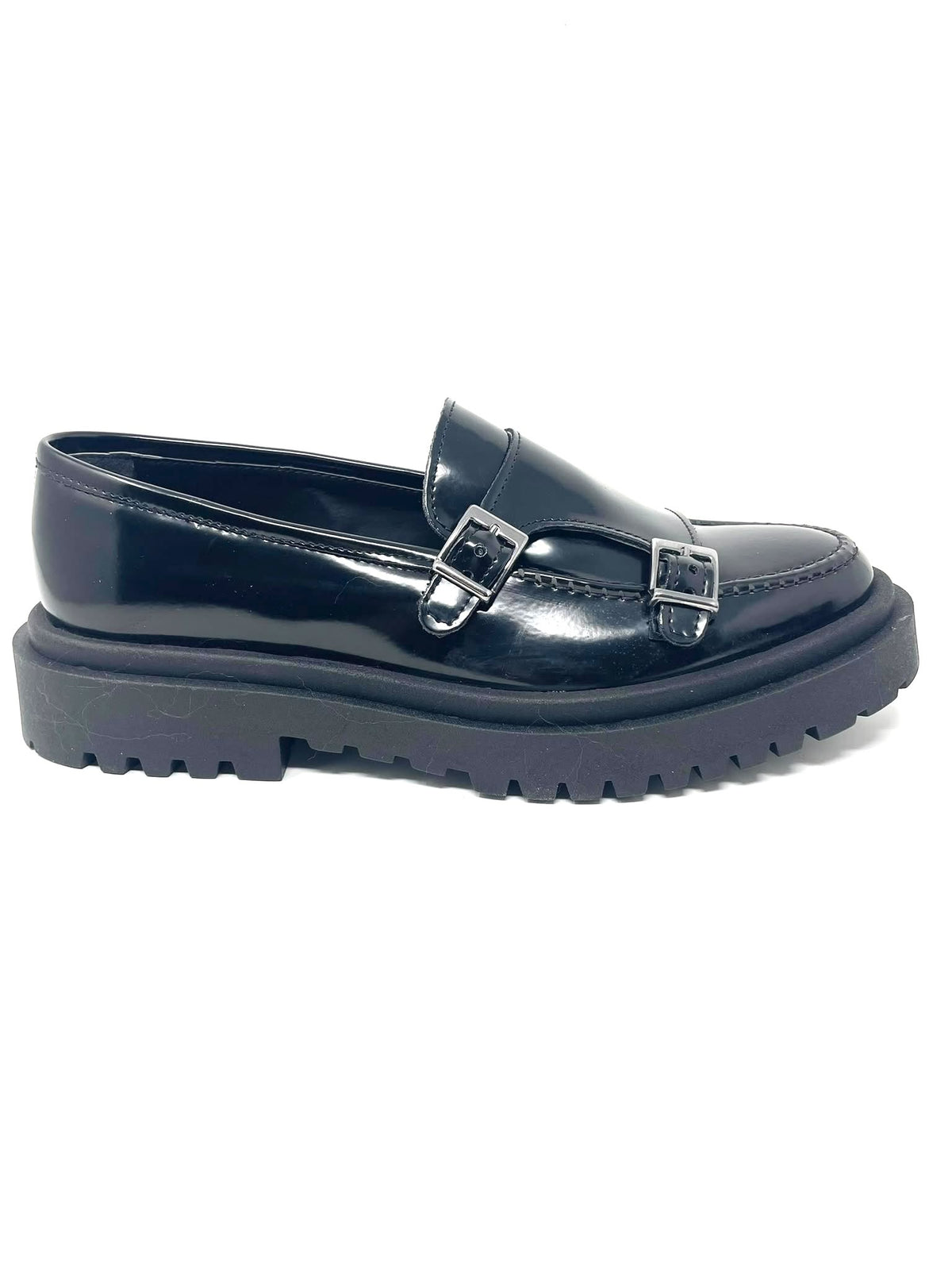 Mocassino rocciatore doppia fibbia fondo alto  in vera pelle made in italy
