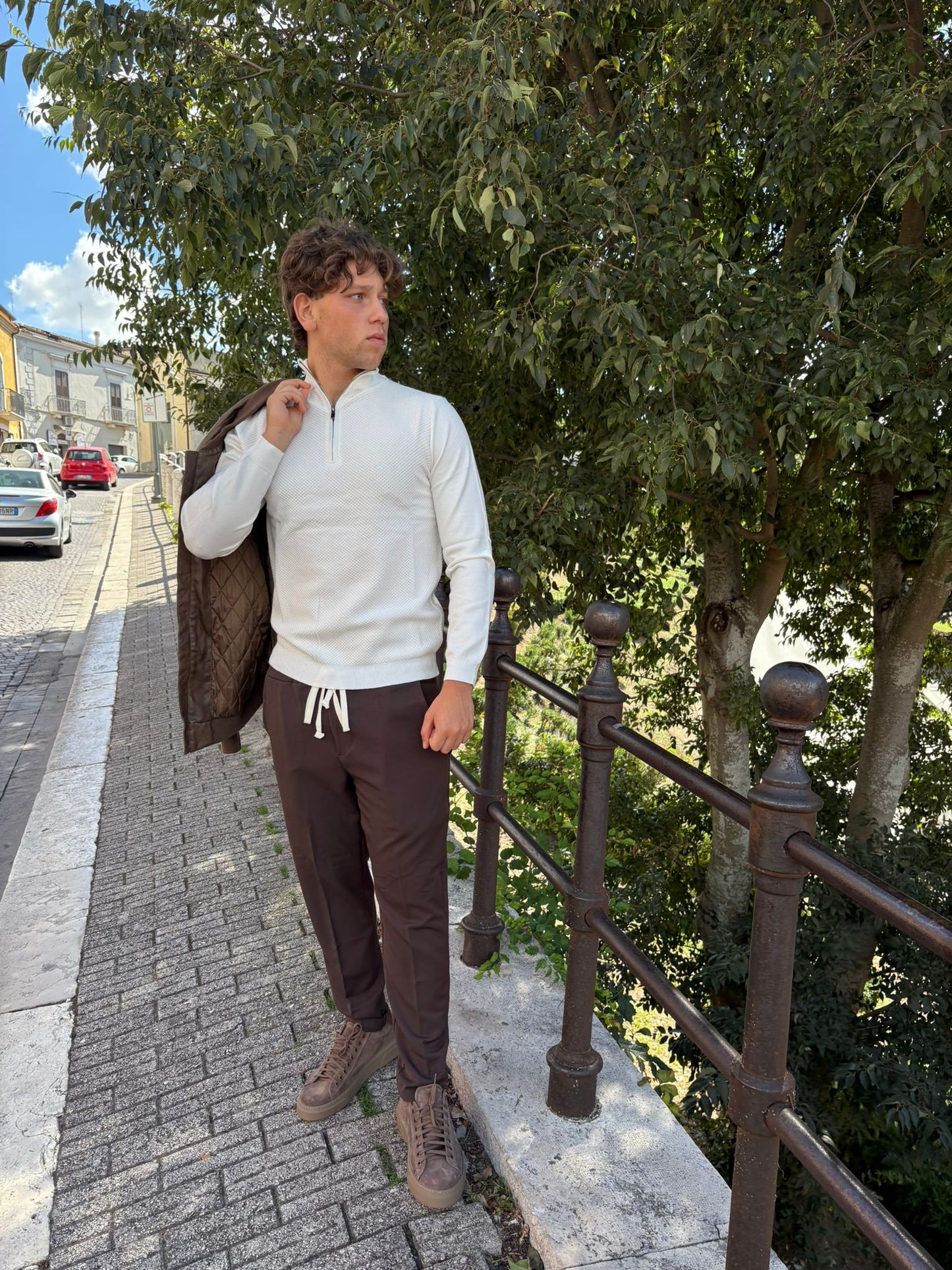 Maglia uomo zip manica lunga