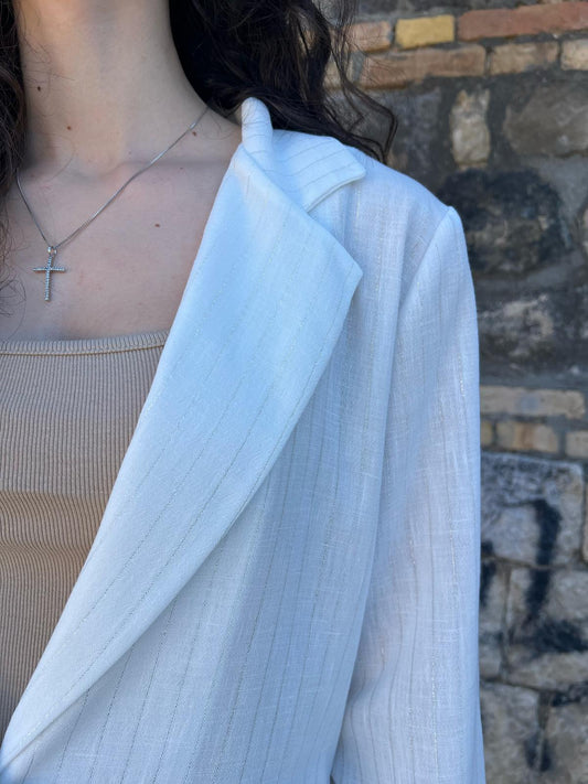 Giacca Gessata Effetto Lino – Donna