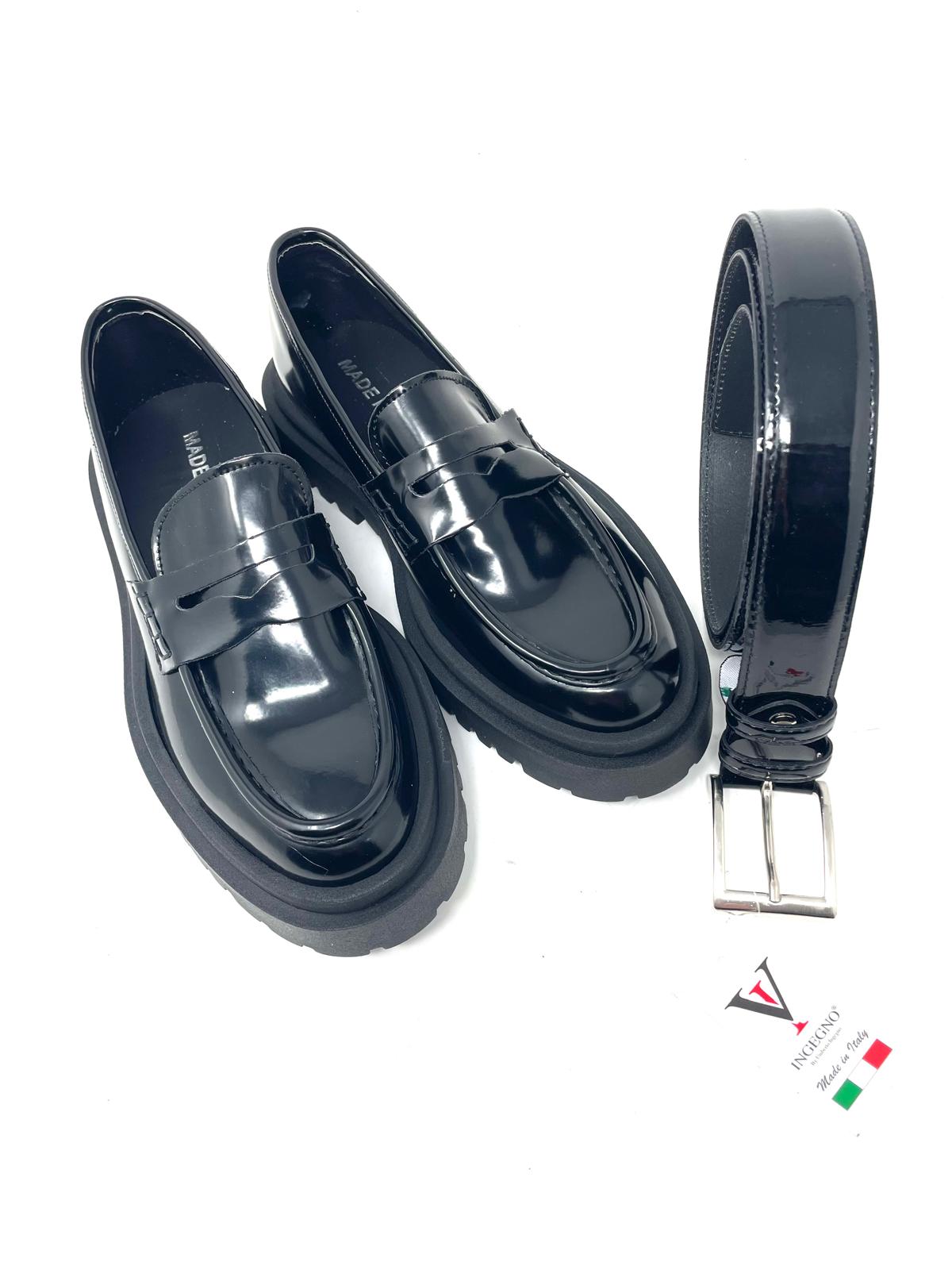 Mocassino rocciatore  vera pelle fondo ambra
made in italy