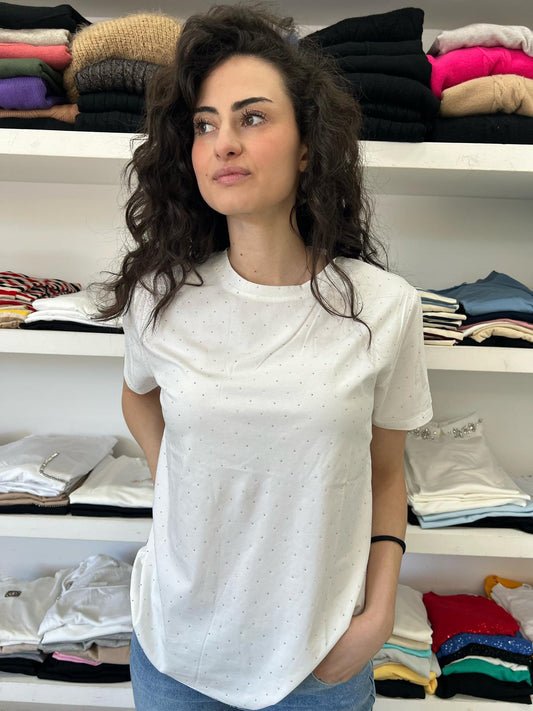 T-shirt strass over donna
