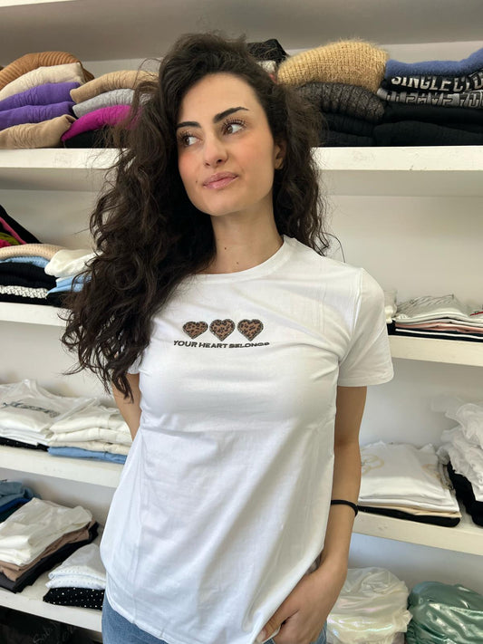 T-shirt cuori animalier