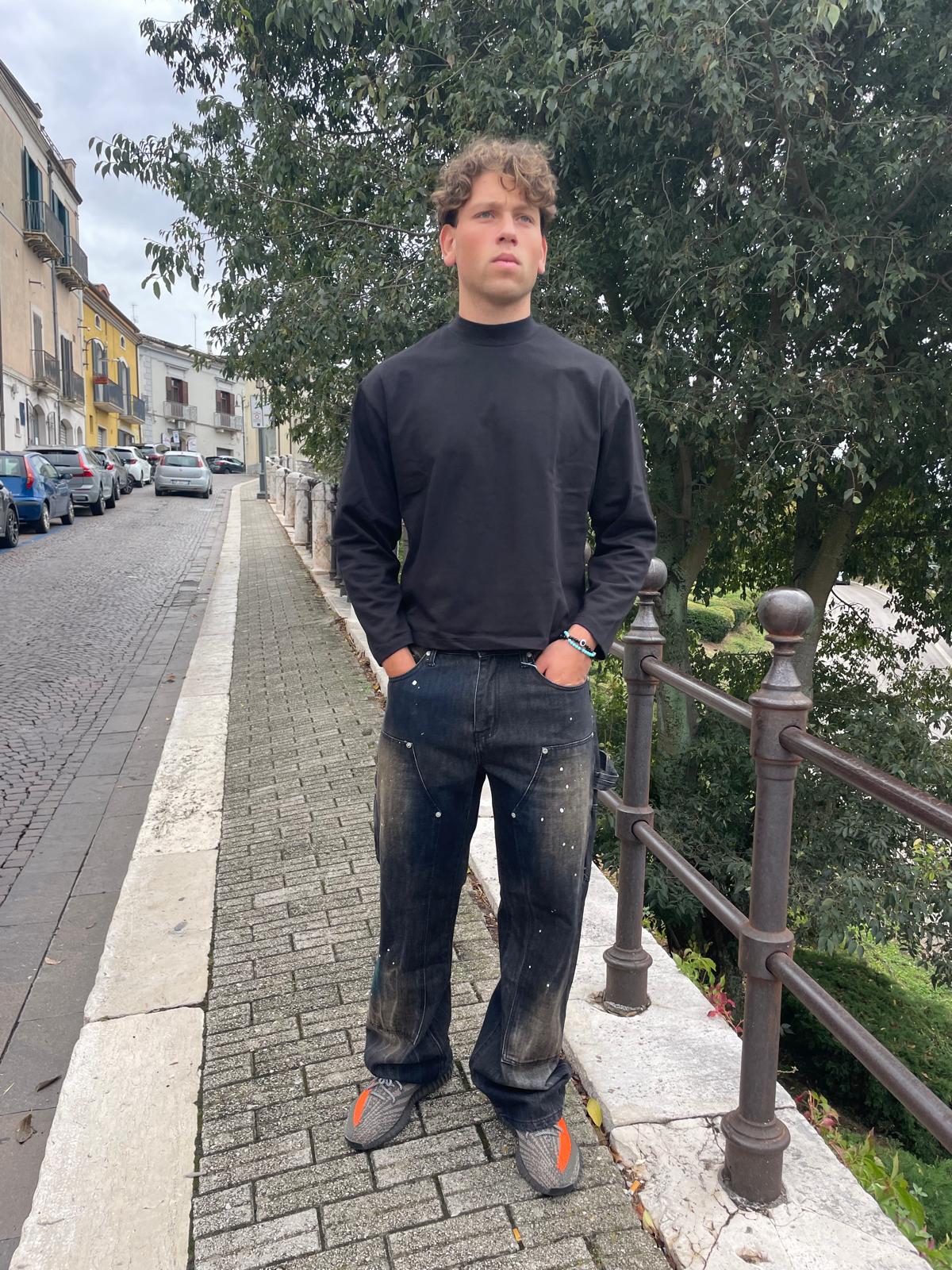 JEANS UOMO BAGGY GRIGIO CON EFFETTO SPRUZZO